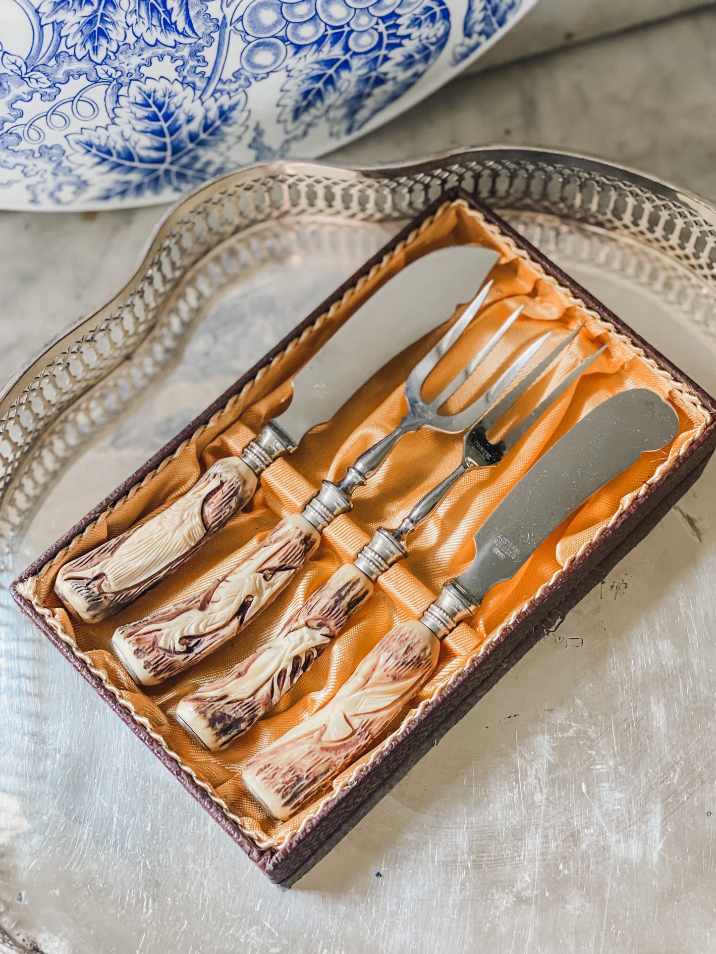 Vintage German Stag Horn Handled Cutlery