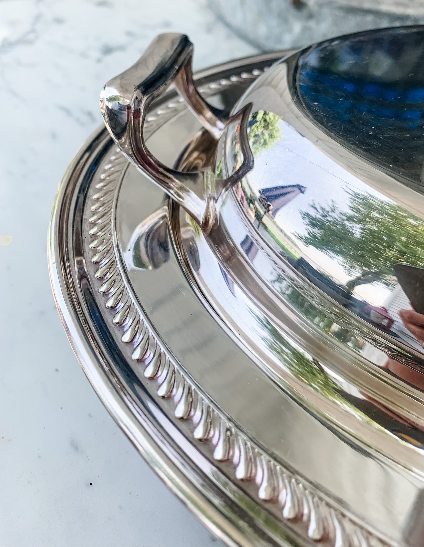 2 High Quality Antique Covered Servers