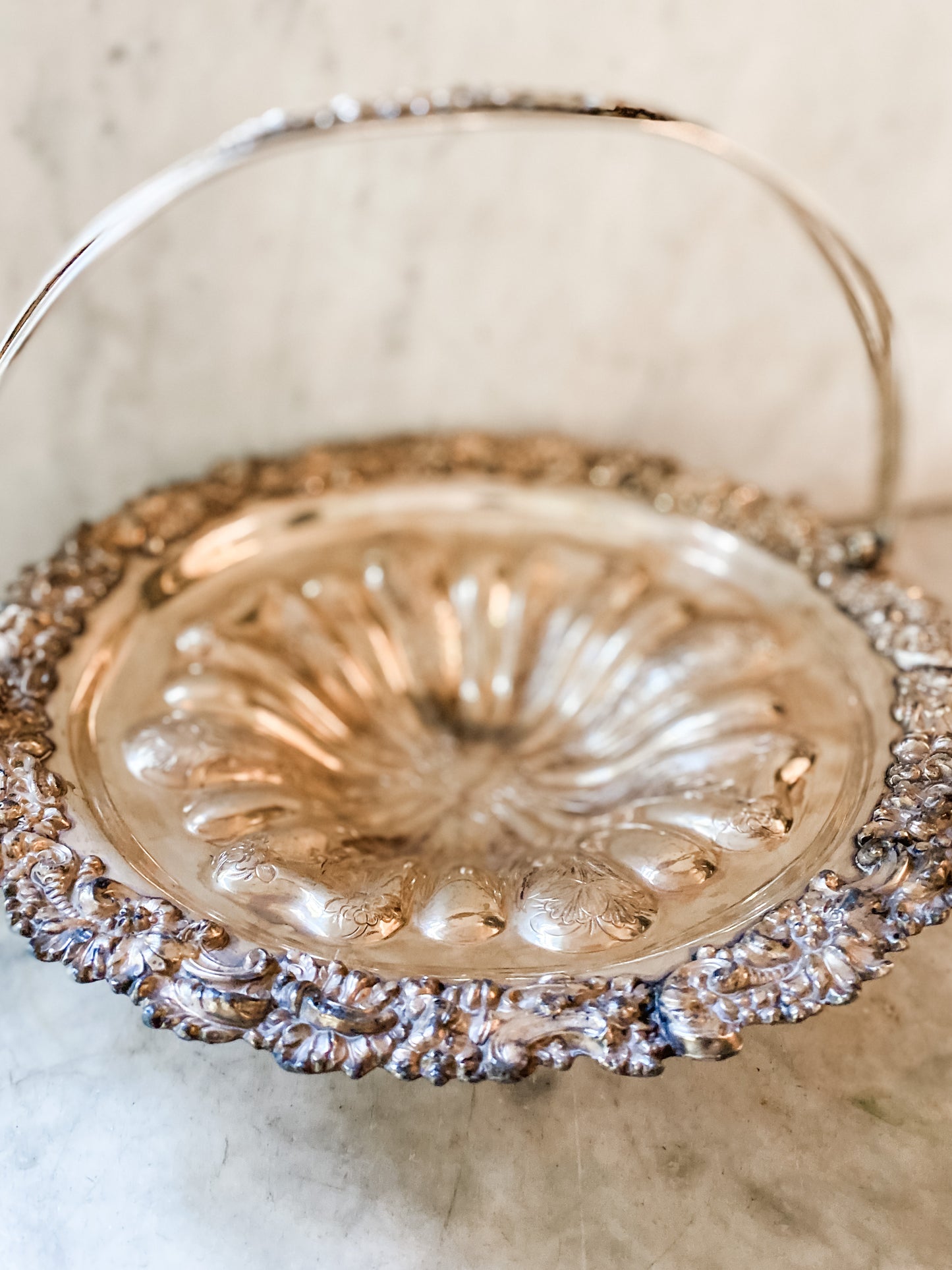 Flower Shaped Antique Silver Basket