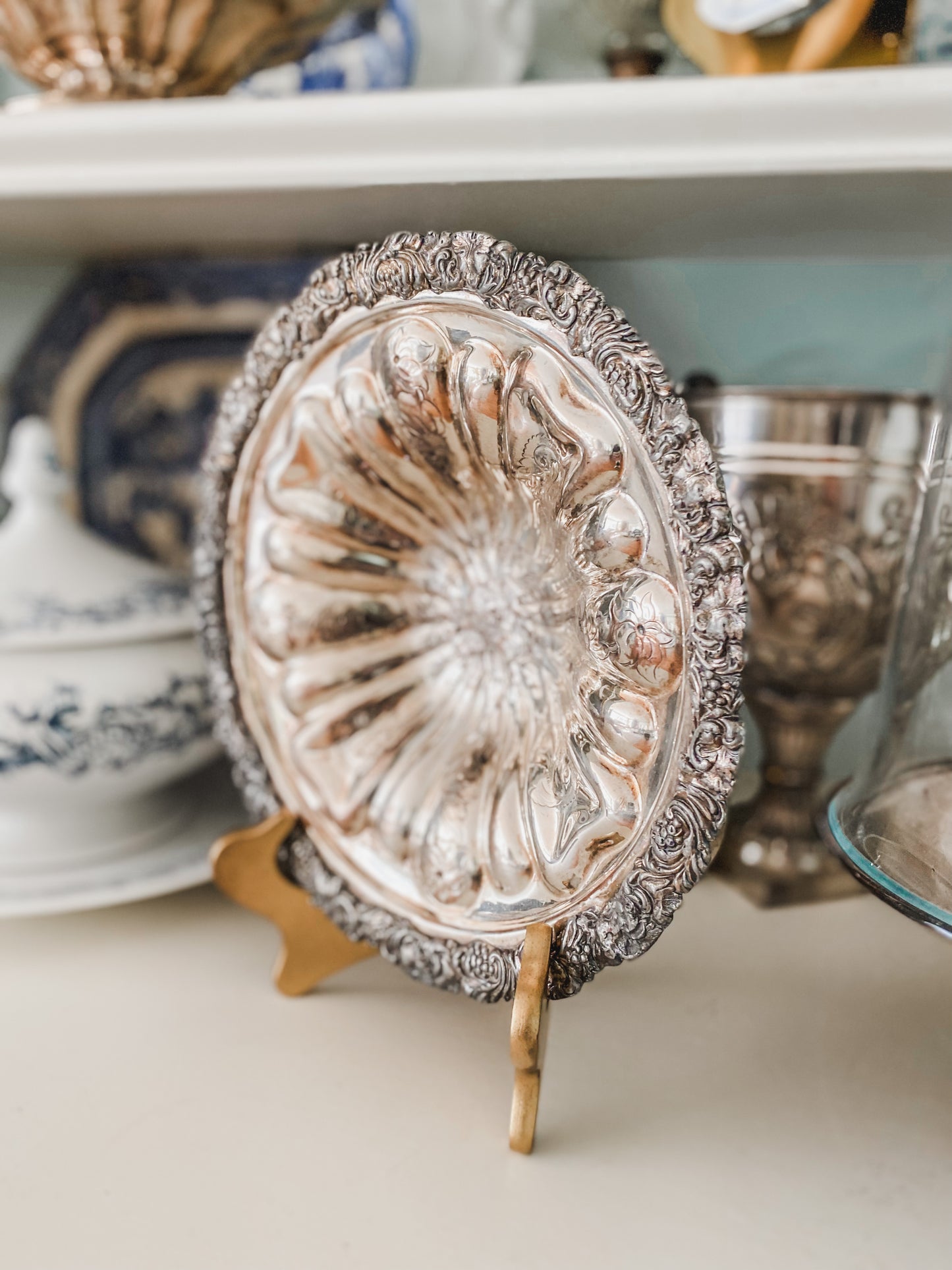 Antique Repousse Flower Bowl