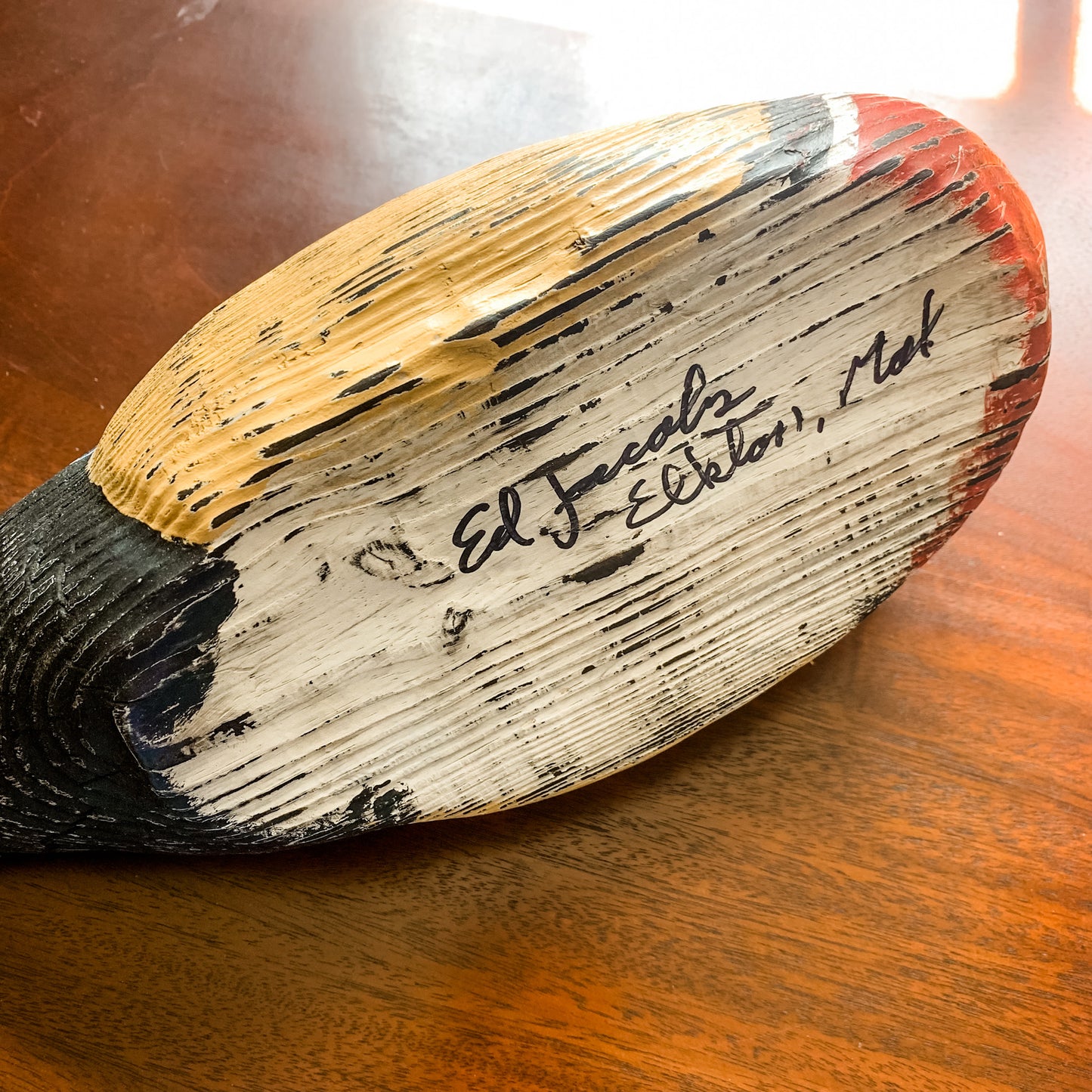 Beautiful Red Billed Duck Decoy, hand carved and signed