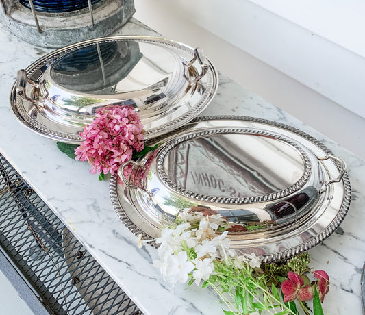 2 High Quality Antique Covered Servers