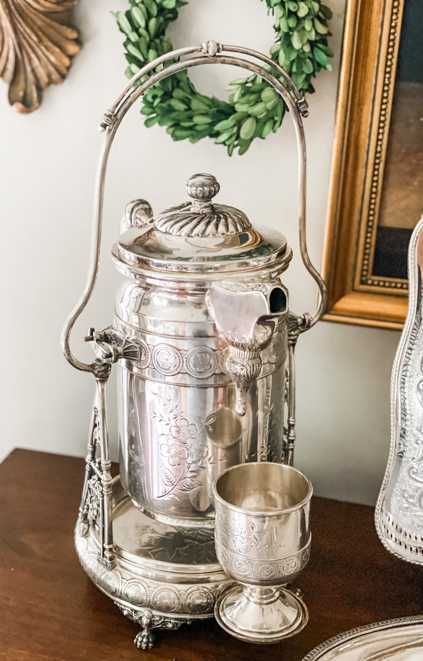 Absolutely Stunning! Water Pitcher on Stand with Cup and Tray