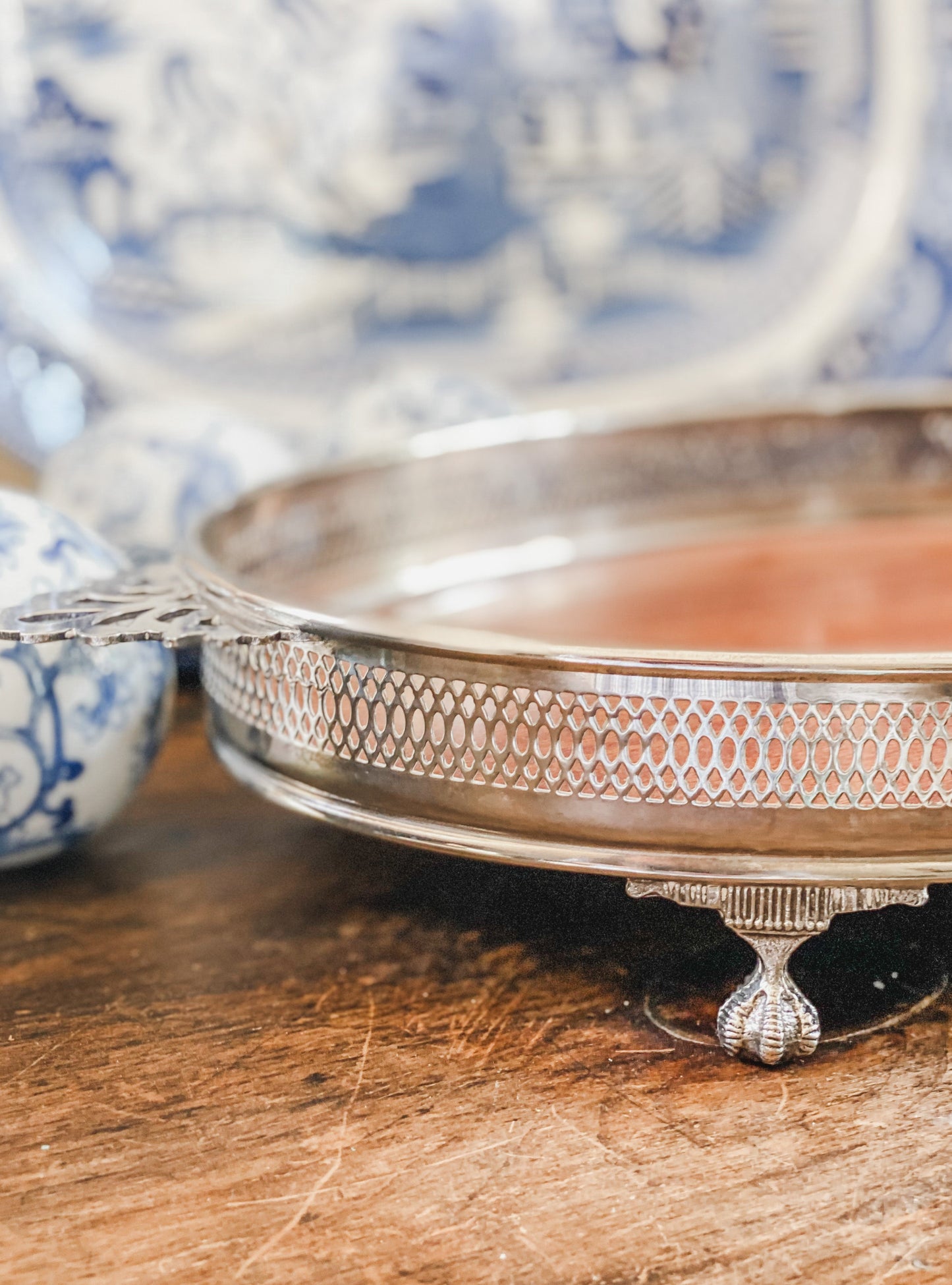 Large Gallery Tray with Pierced Sides and Handles