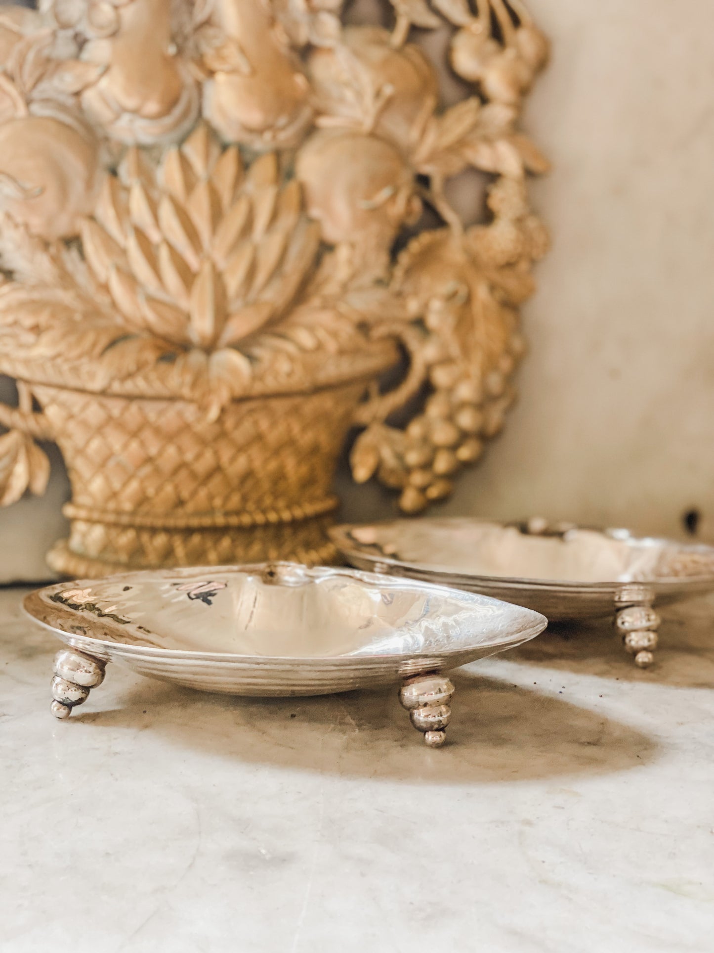 Two Wonderful Antique Silver Clam Shells