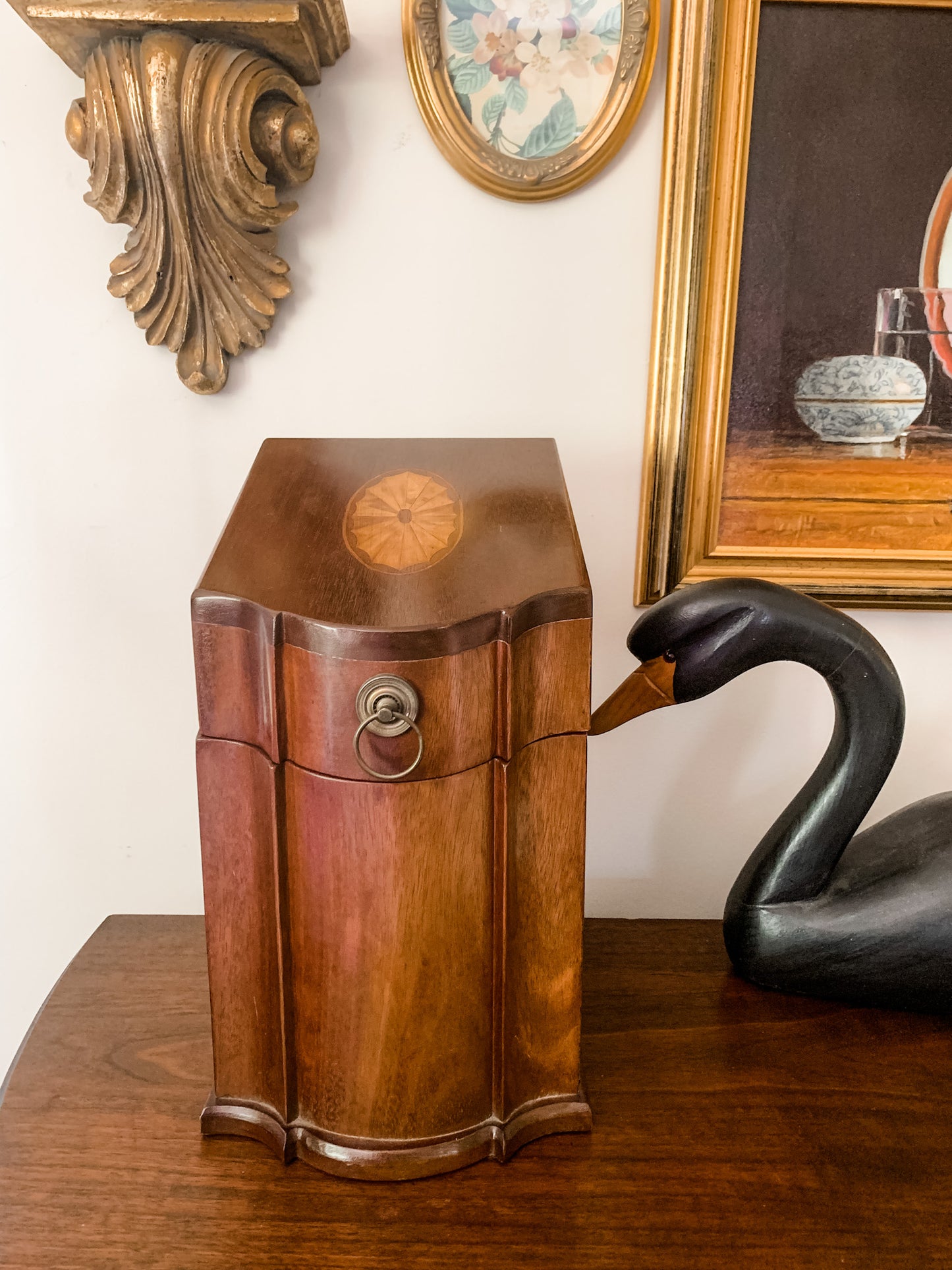 Gorgeous vintage Inlaid Mahogany Knife Box
