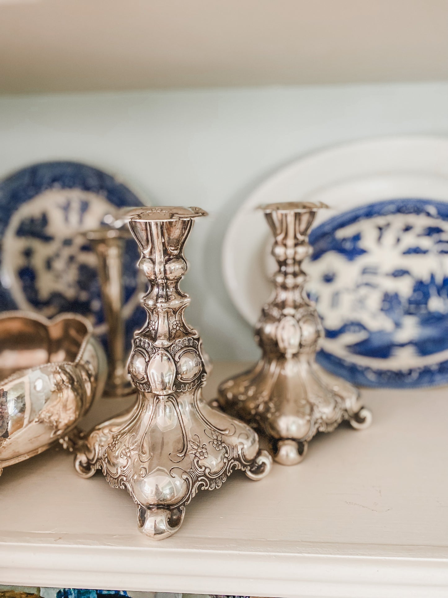 Gorgeous Antique Swedish Repousse Candlesticks