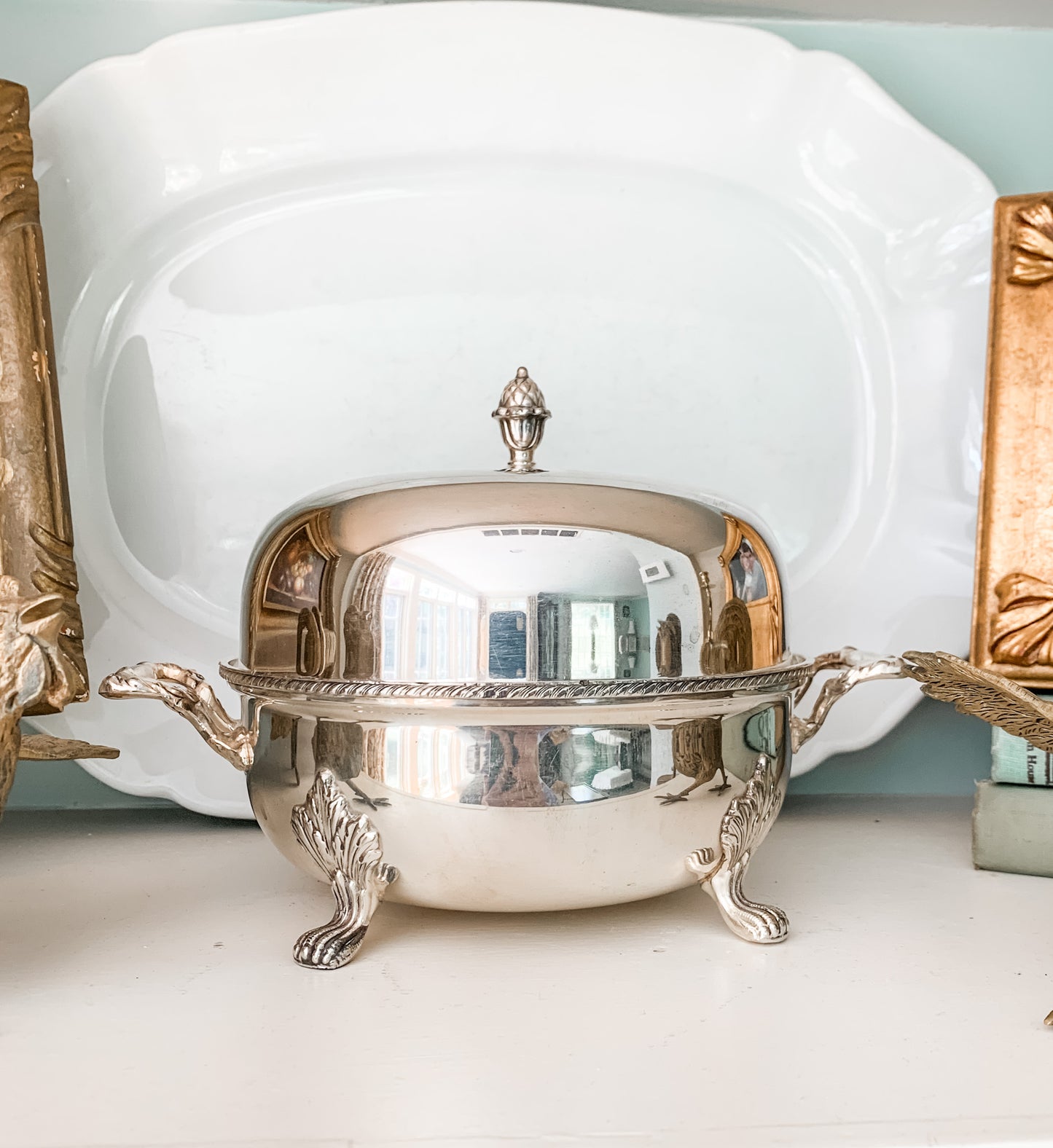 Antique Silver Dome Lid Server