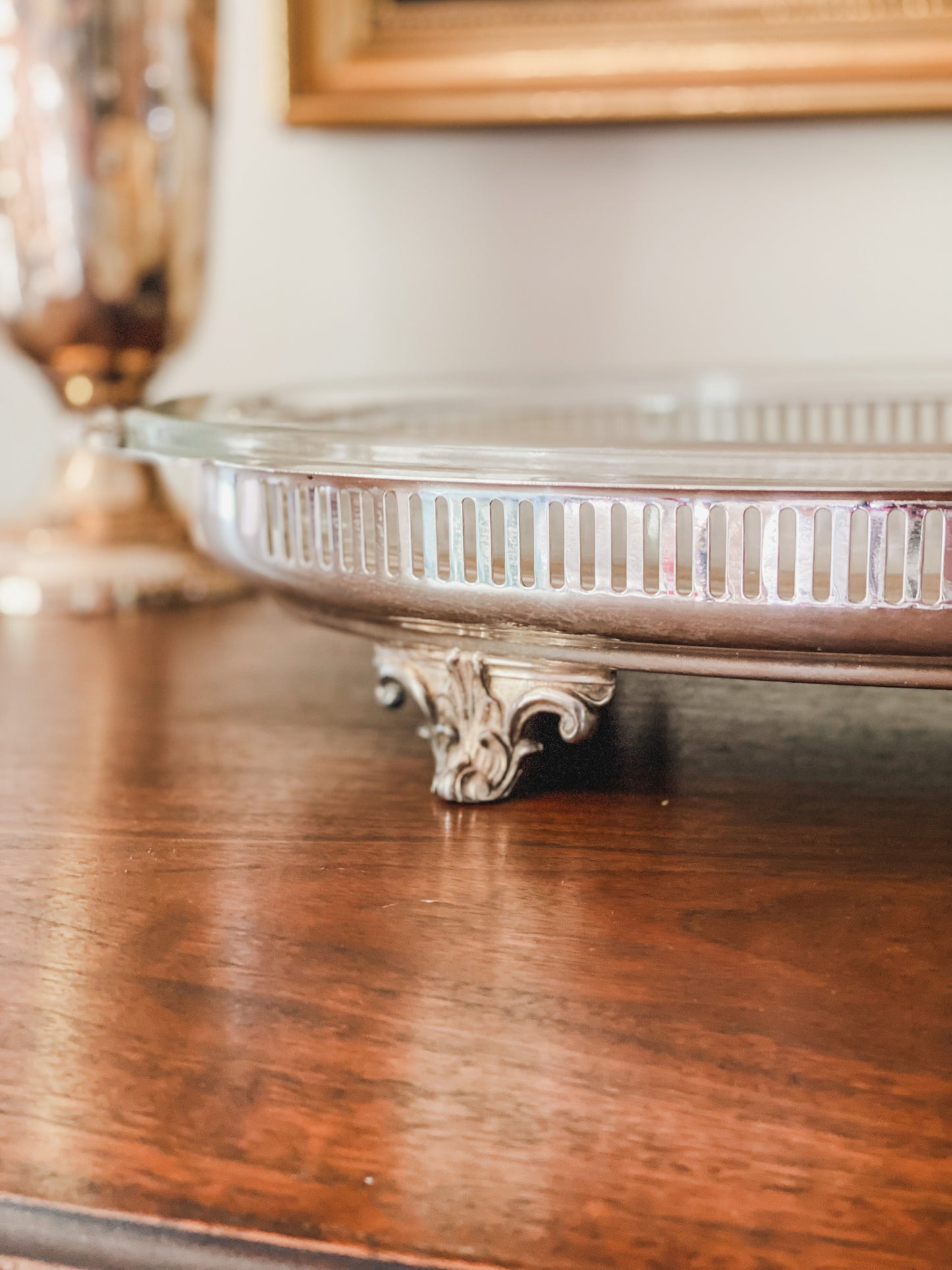 Outstanding Antique Silver Gallery Tray