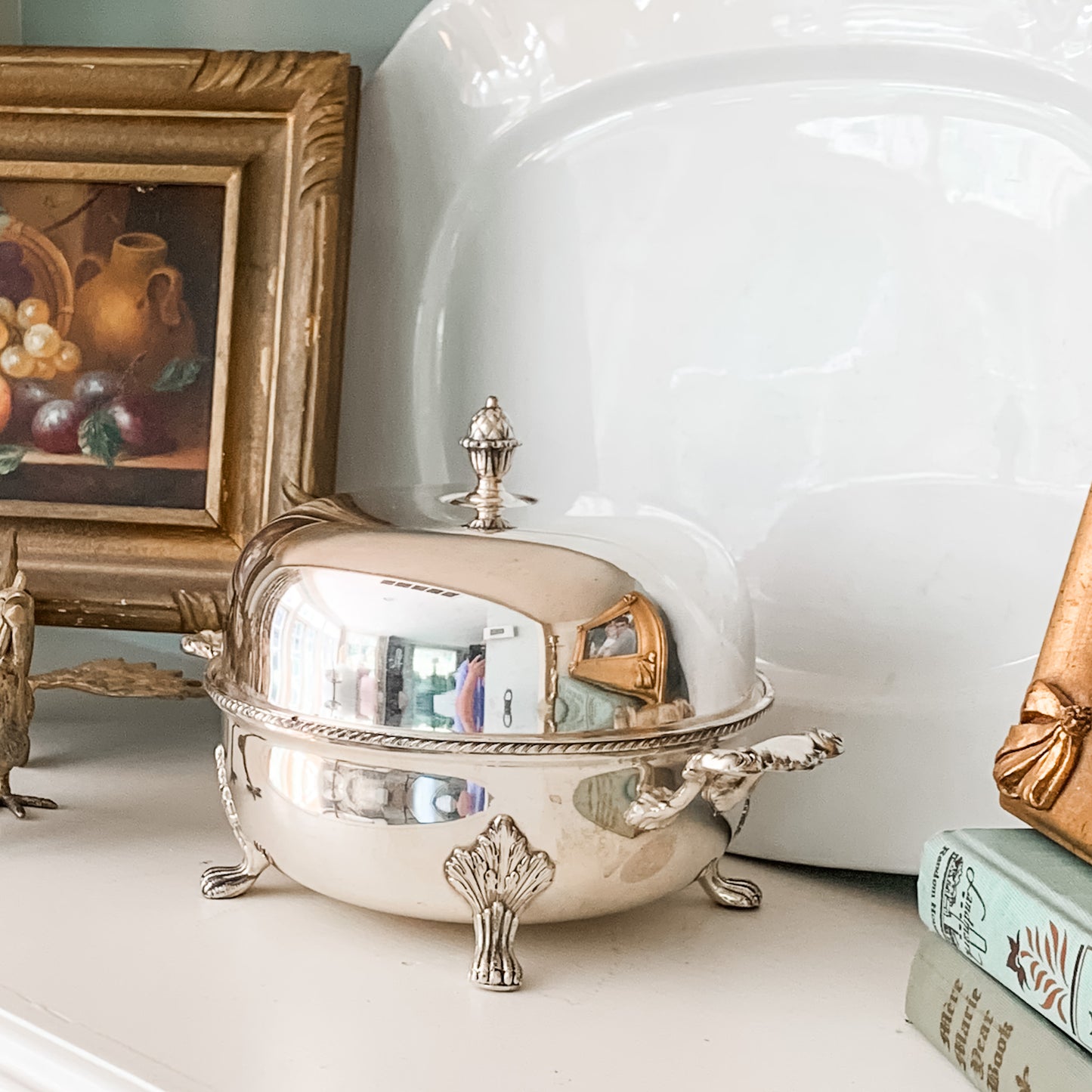 Antique Silver Dome Lid Server