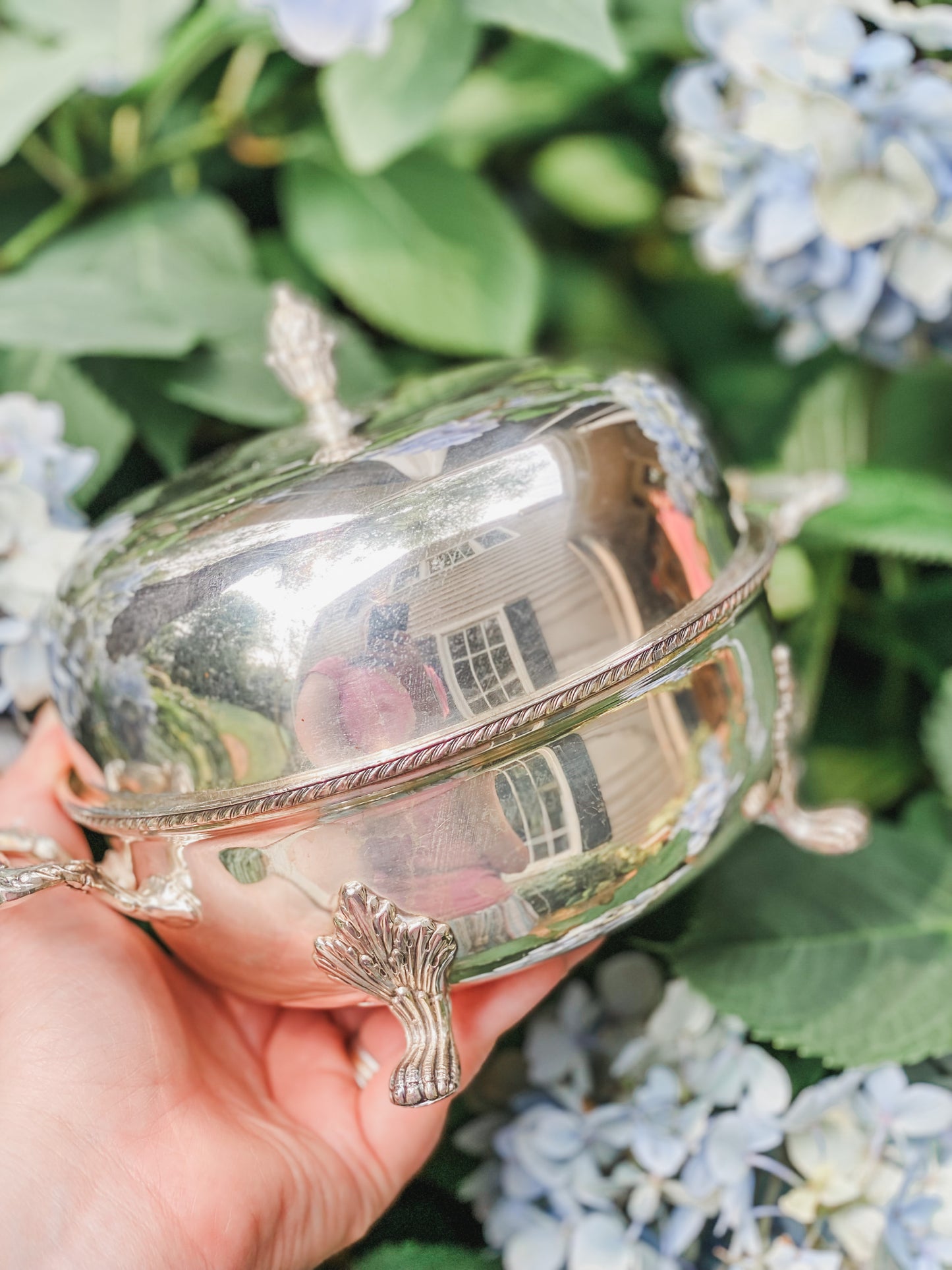 Antique Silver Dome Lid Server