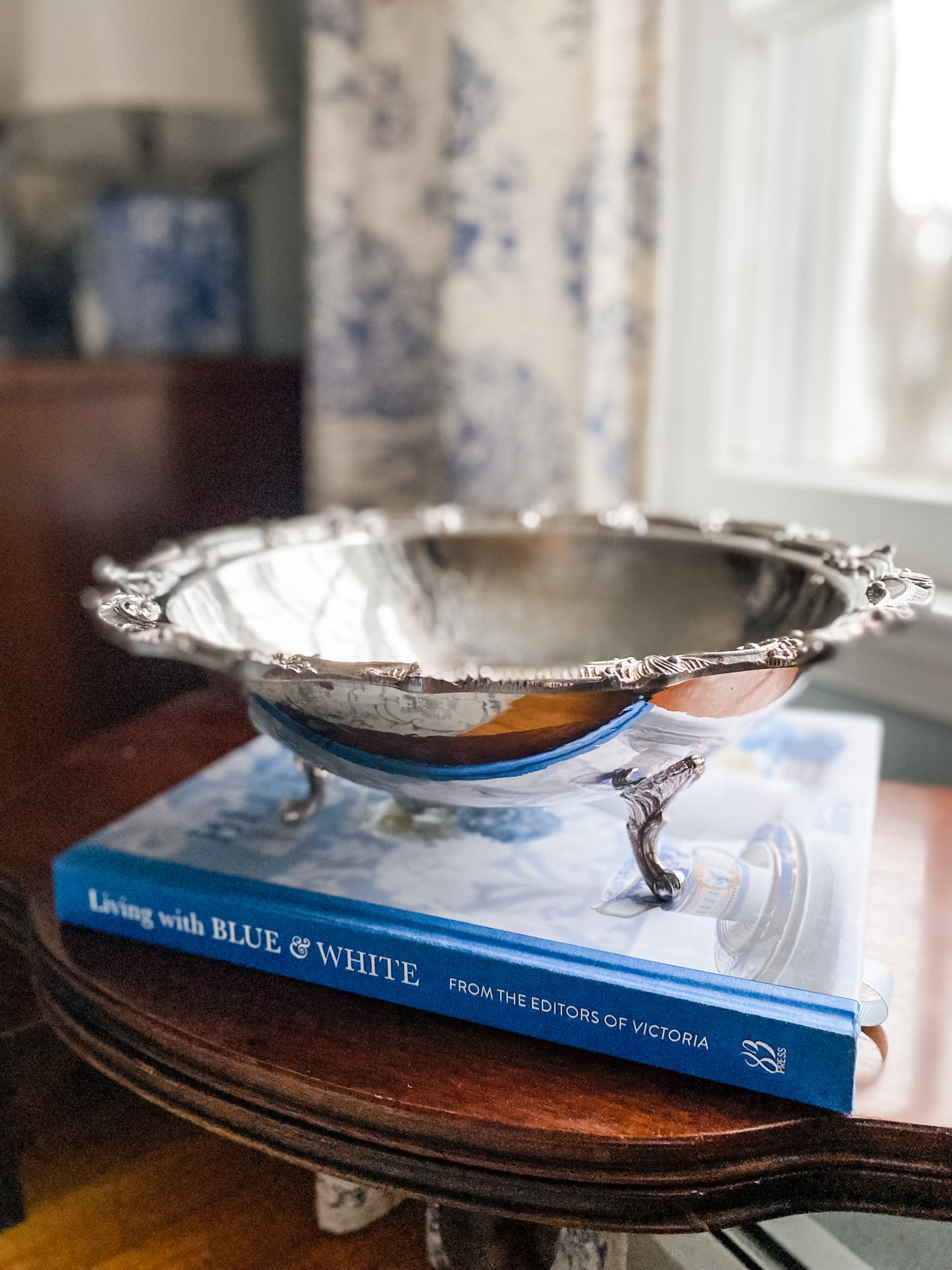 Silver on Copper Centerpiece Bowl
