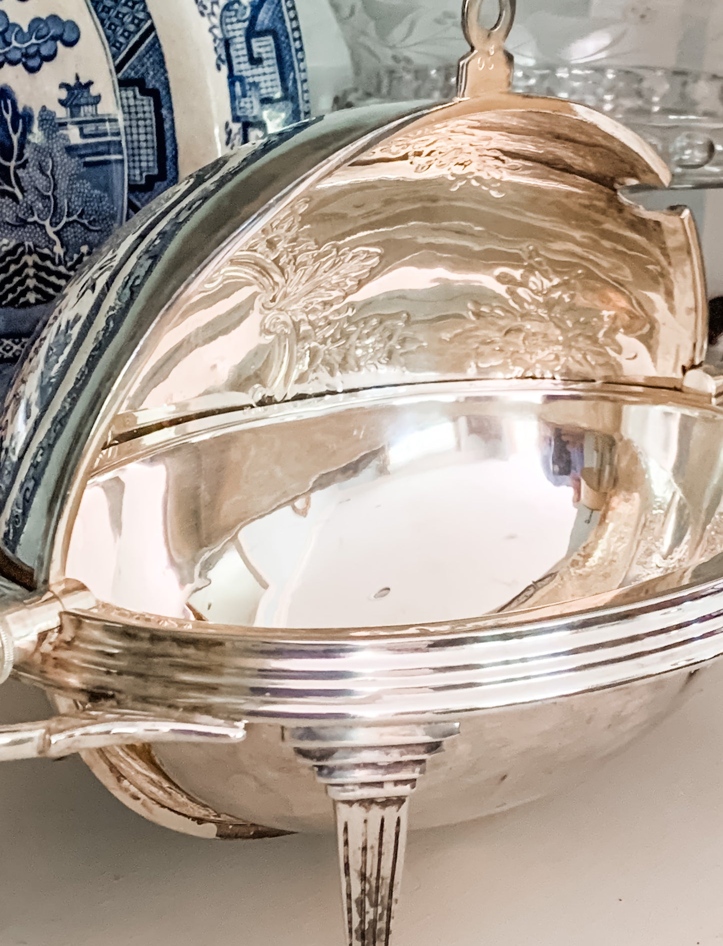 Amazing Antique English Revolving Dome Server!
