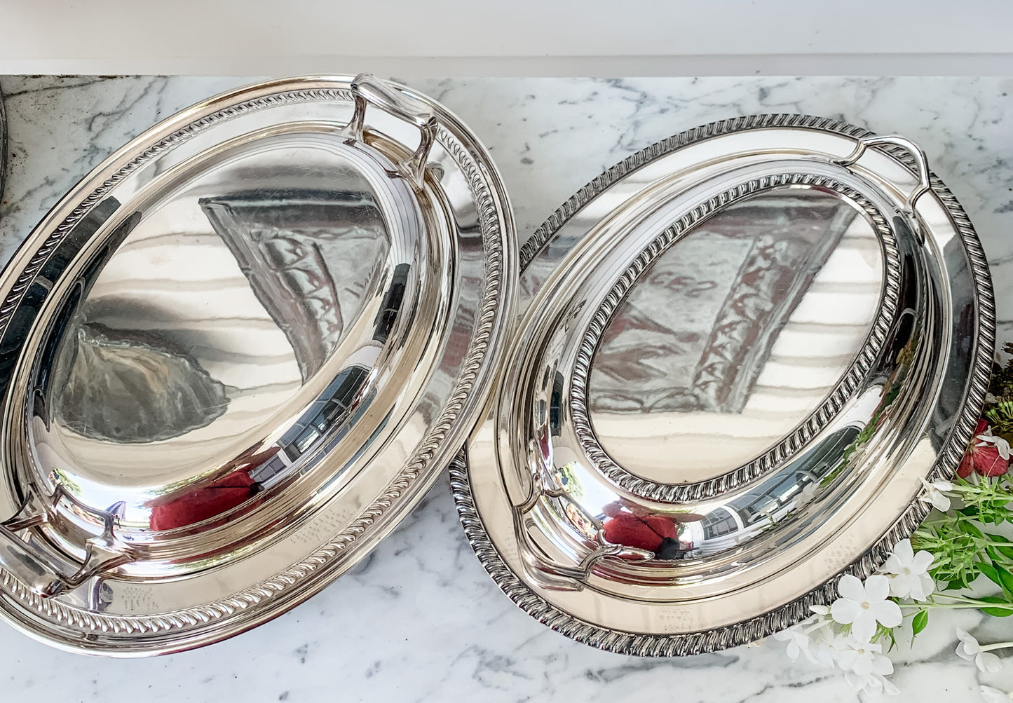 2 High Quality Antique Covered Servers