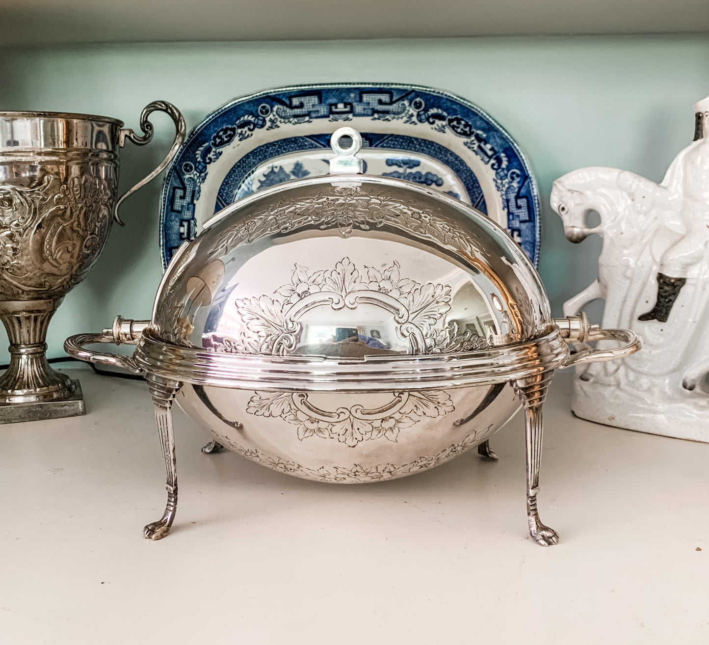 Amazing Antique English Revolving Dome Server!