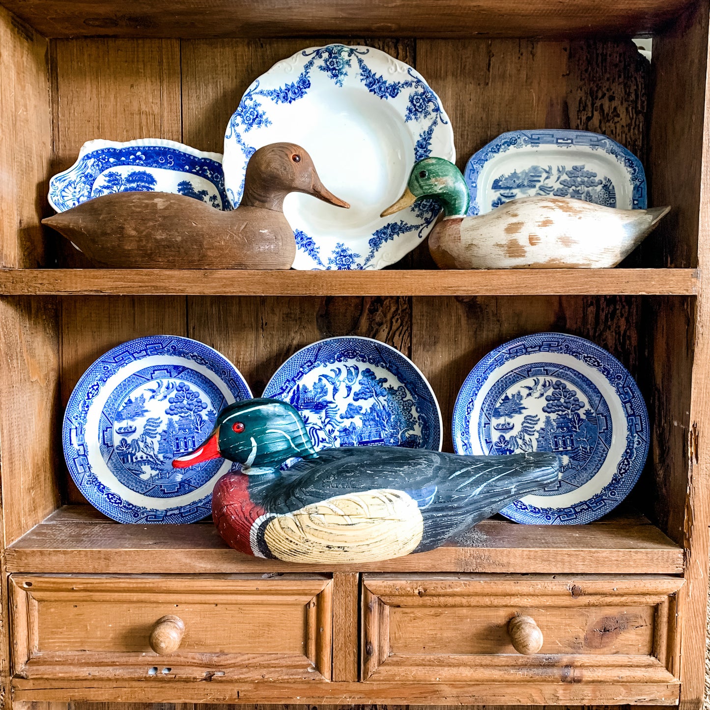 Beautiful Red Billed Duck Decoy, hand carved and signed
