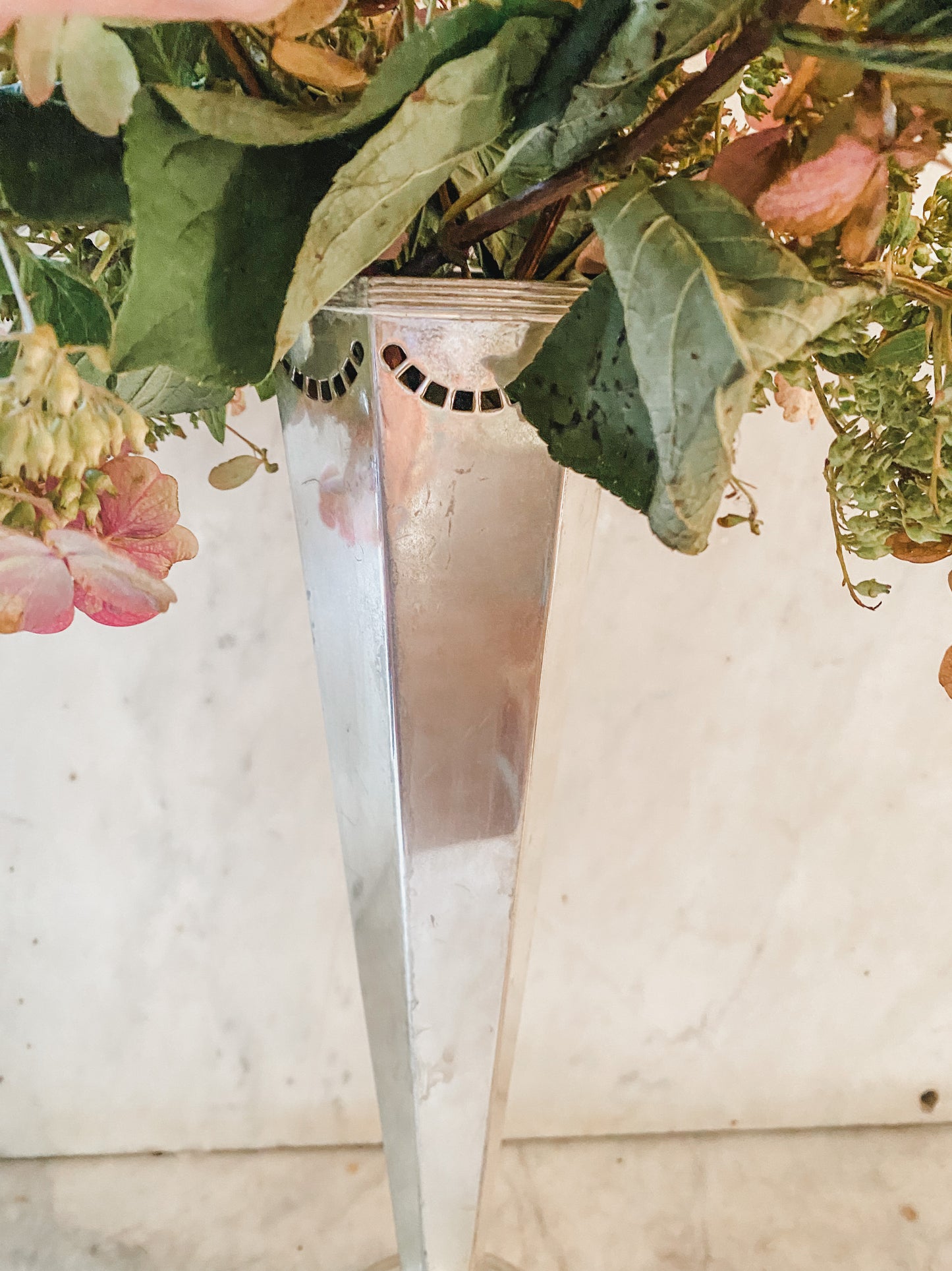 Large Silverplate Trumpet Vase