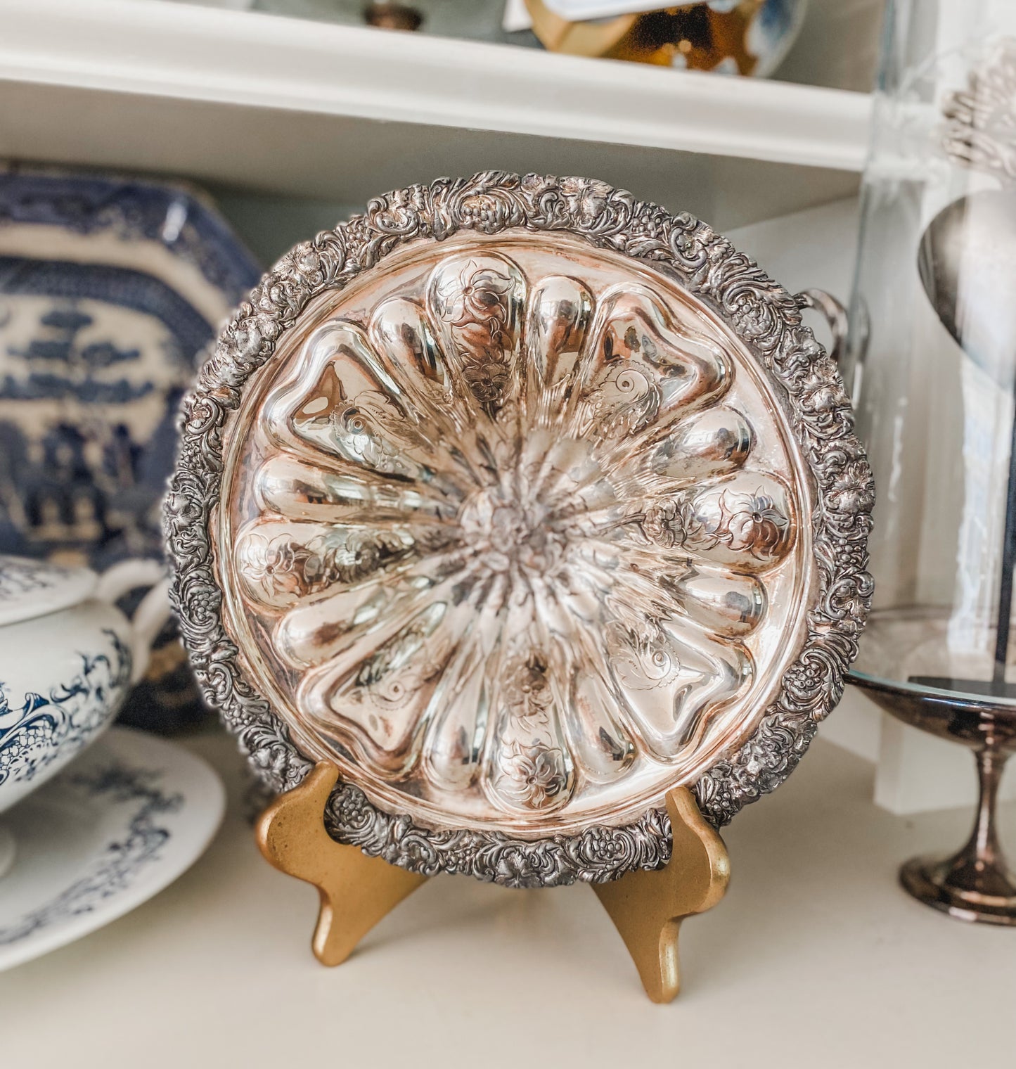 Antique Repousse Flower Bowl
