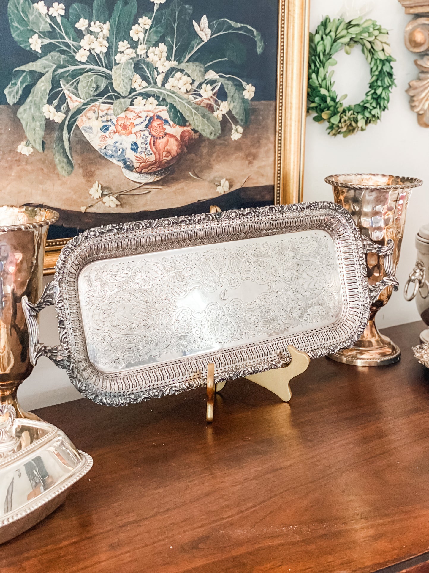 Outstanding English Antique 2 Foot Rectangular Pierced Tray