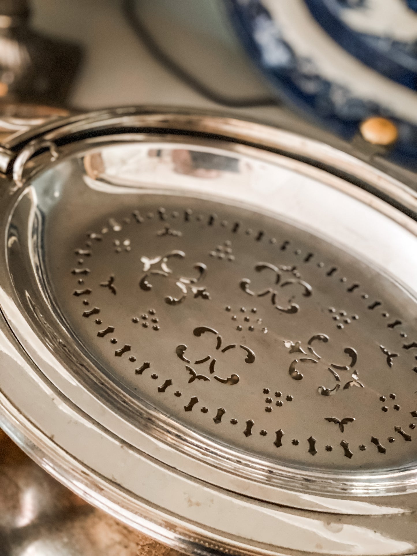 Antique Revolving Dome Silver Server (on the right )