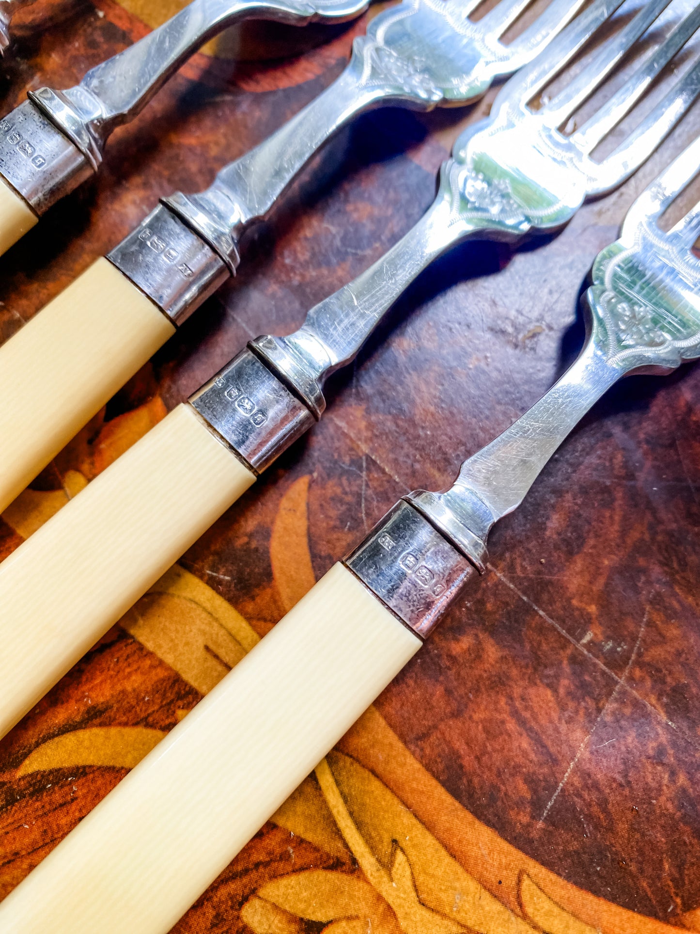 Engraved Antique English Flatware with Service for Six