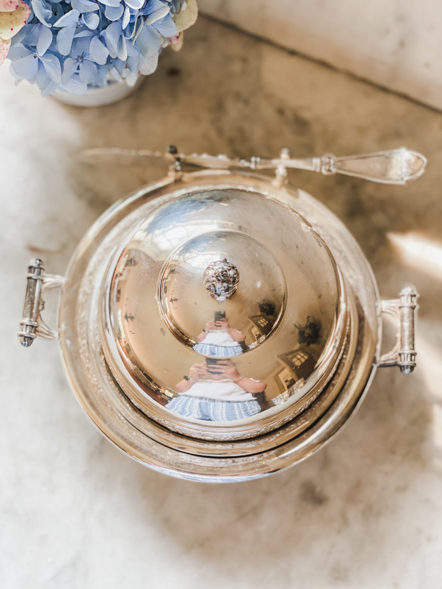 Gorgeous Antique  Butter Dish with Knife