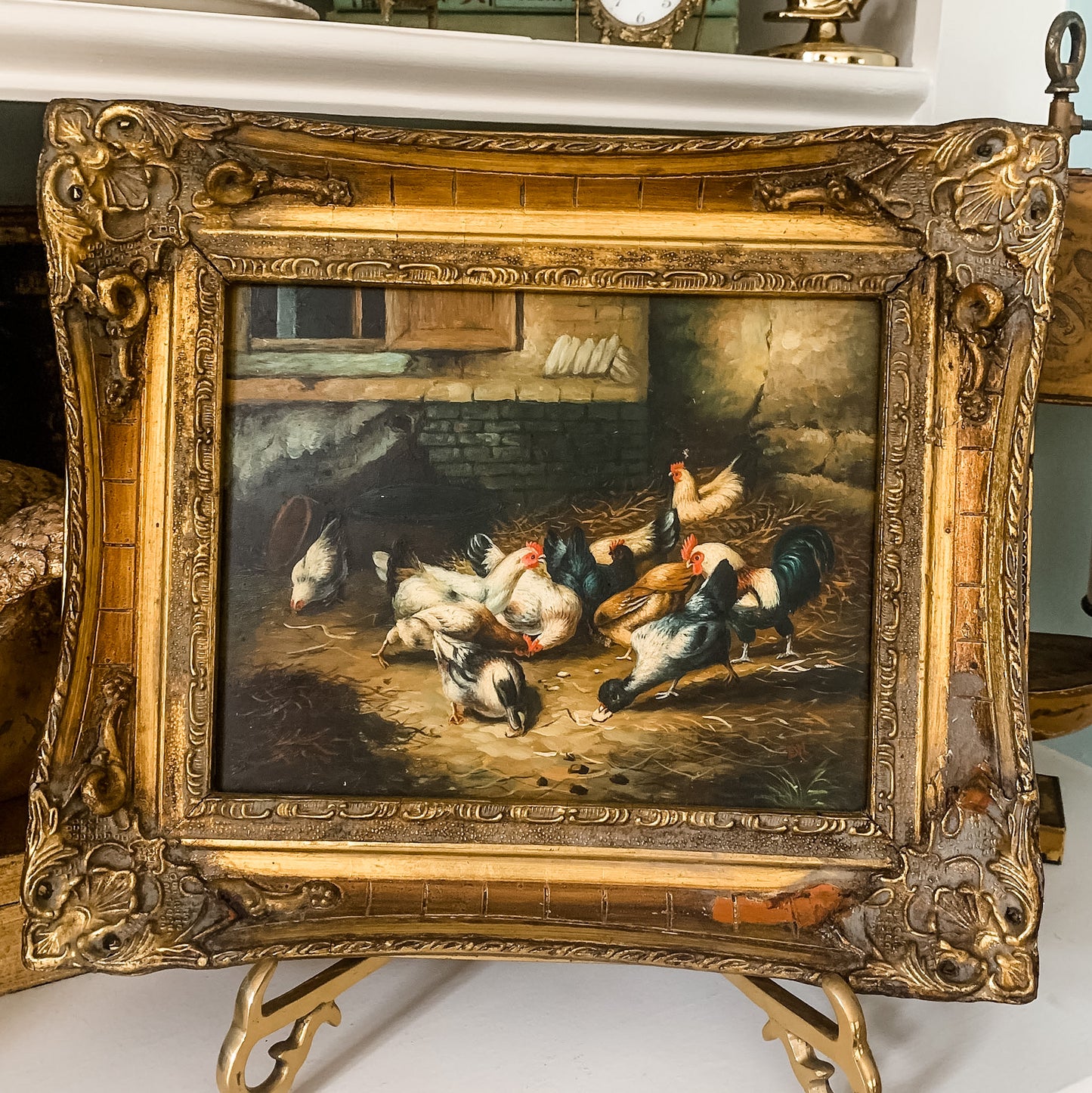 Fabulous Oil Painting of Barnyard Scene