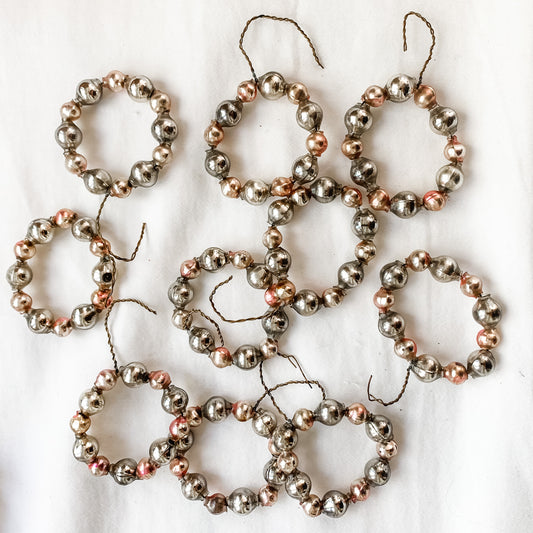 10 Antique Glass Bead Wreath Ornaments