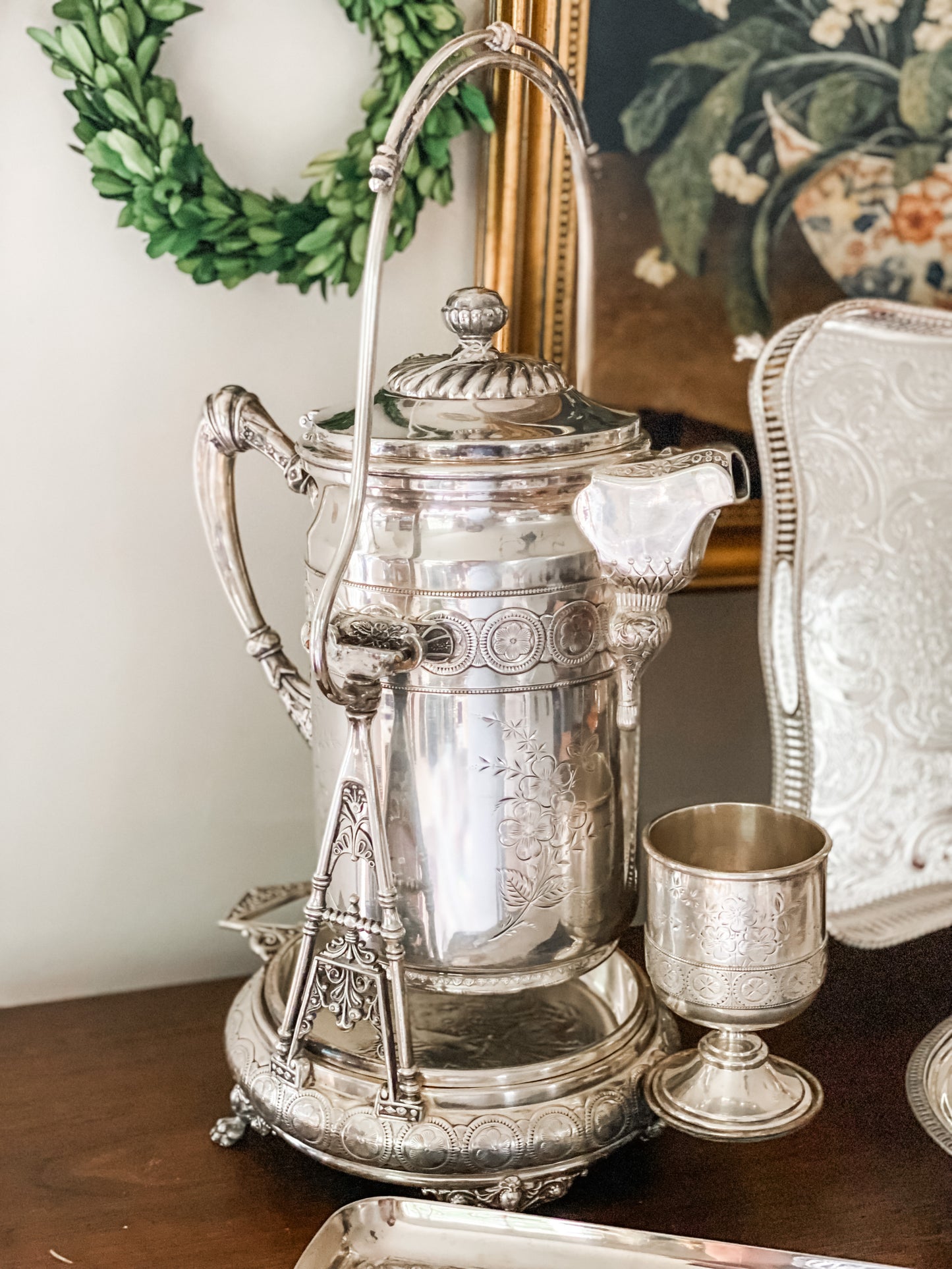 Absolutely Stunning! Water Pitcher on Stand with Cup and Tray