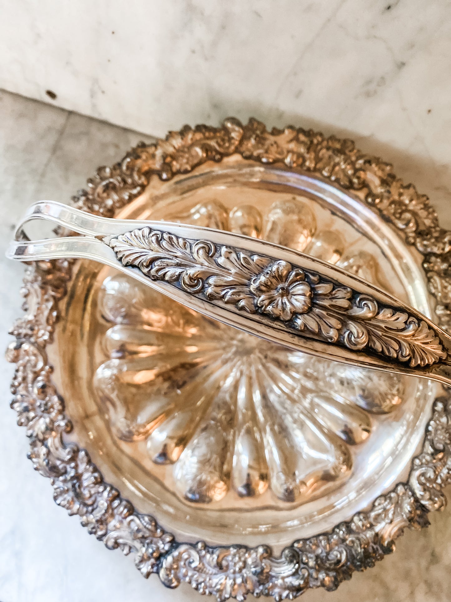 Flower Shaped Antique Silver Basket