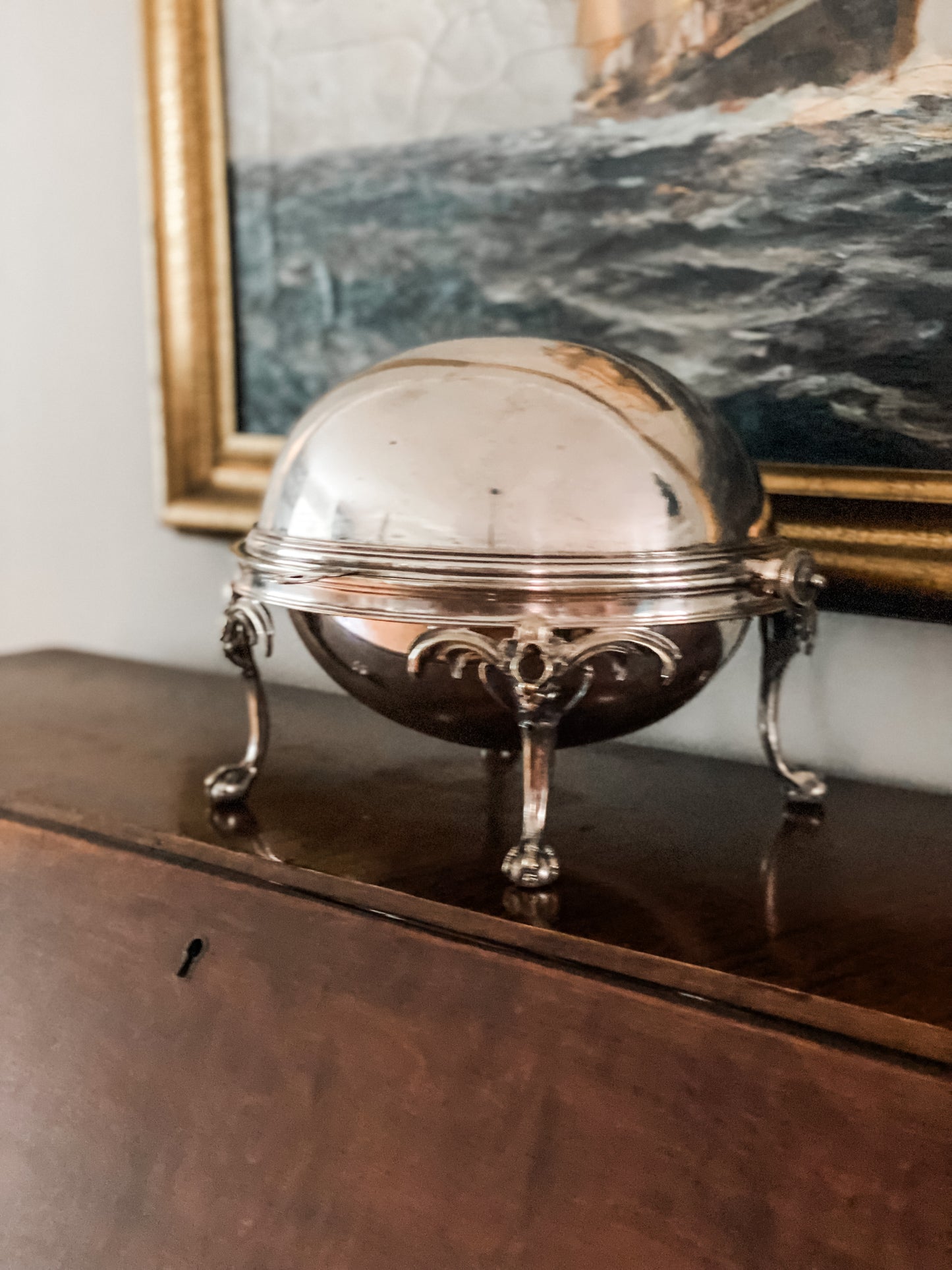 Lovely Antique Revolving Dome Server. (First on left)