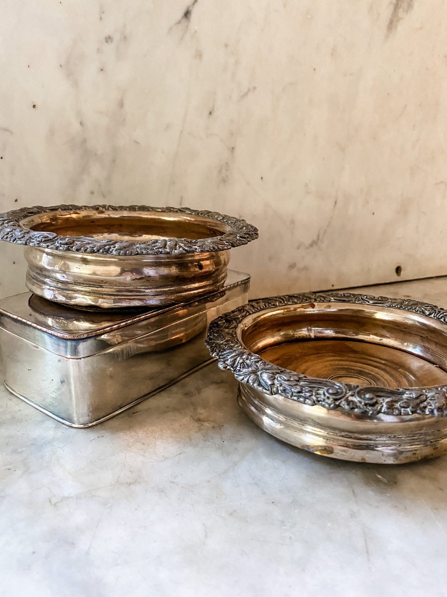 Pair of Antique Old Sheffield Plate Bottle Coasters