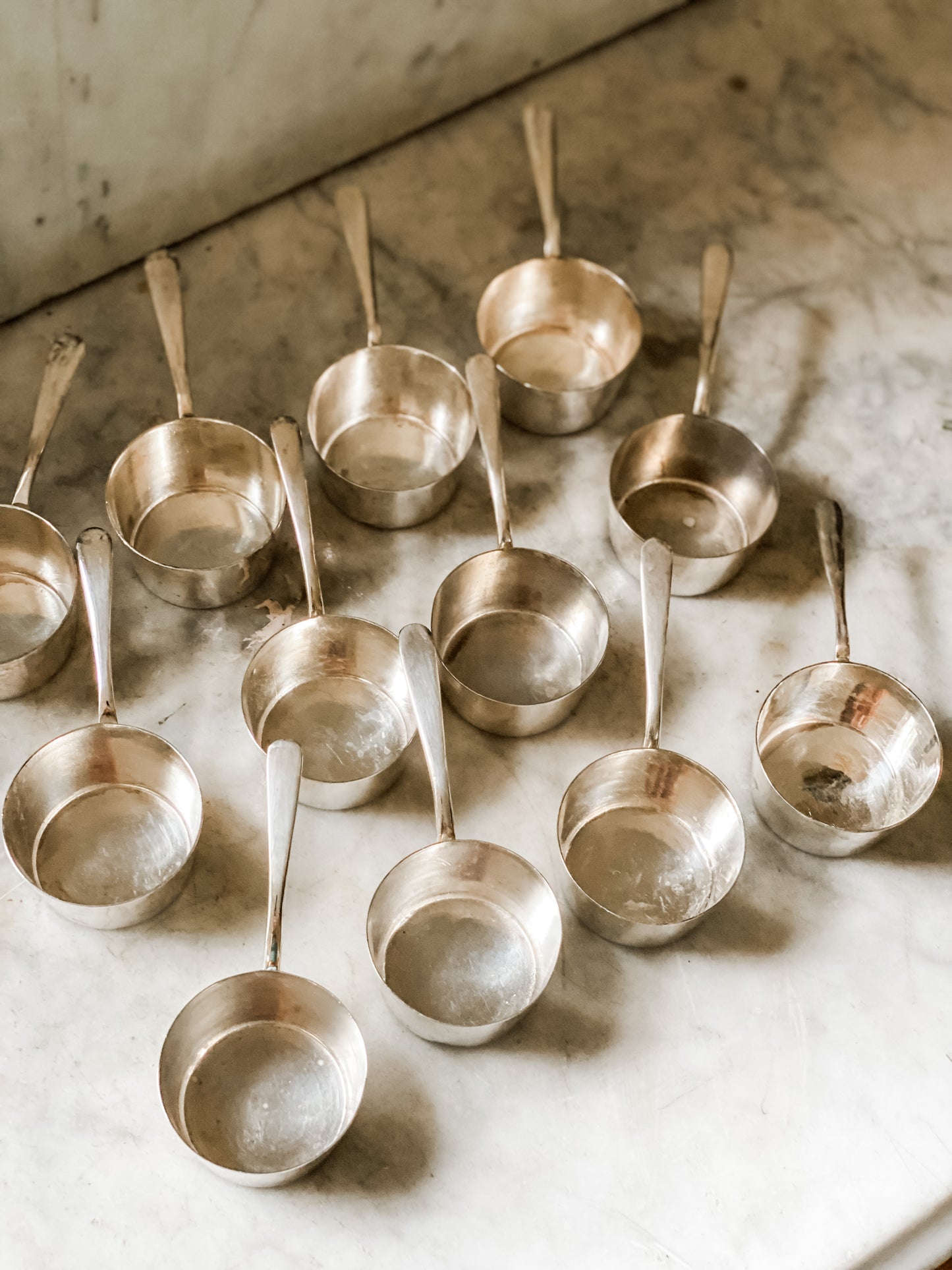 Fantastic Set of 12 Antique Miniature Sauce Pans