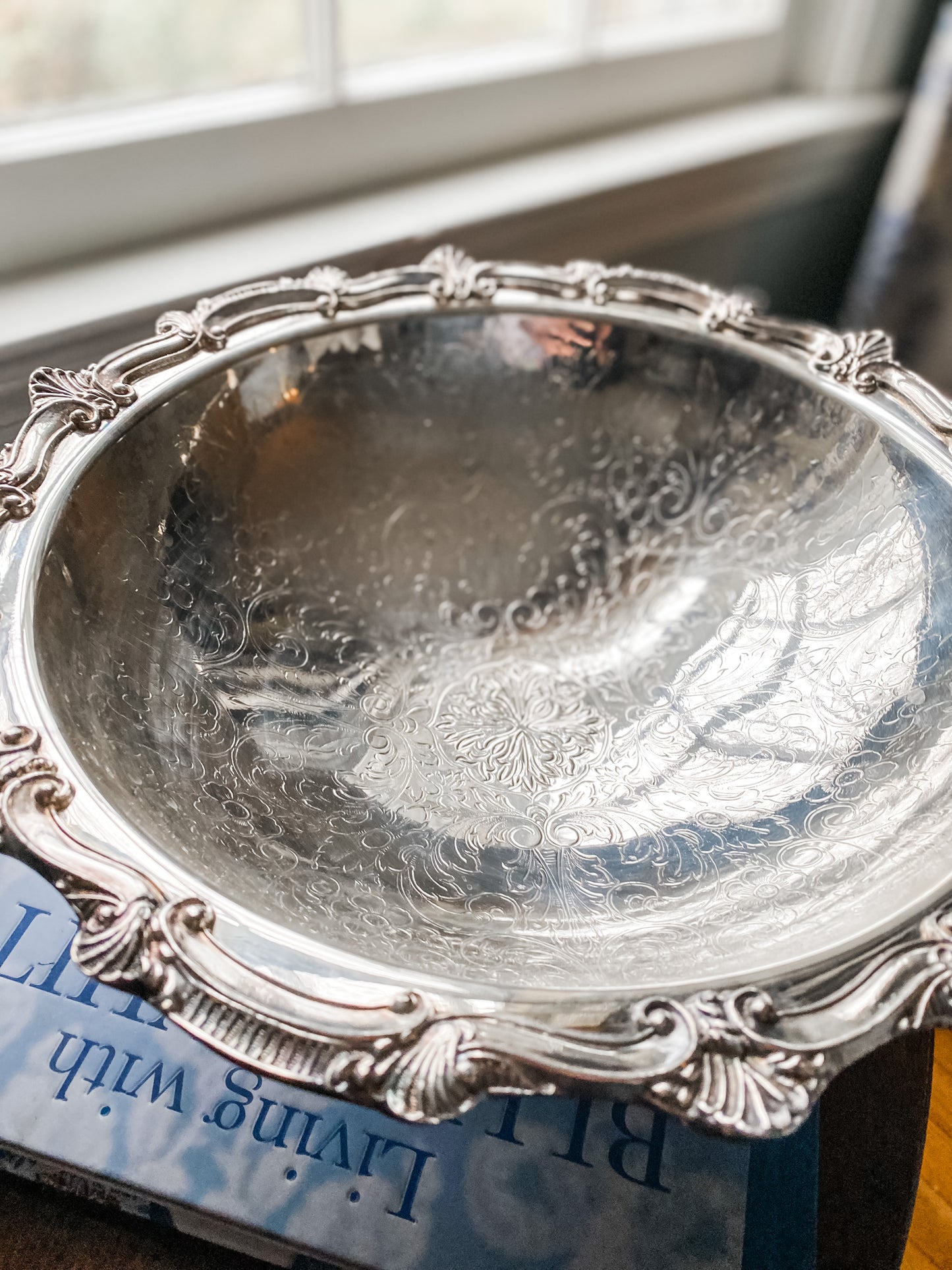 Silver on Copper Centerpiece Bowl