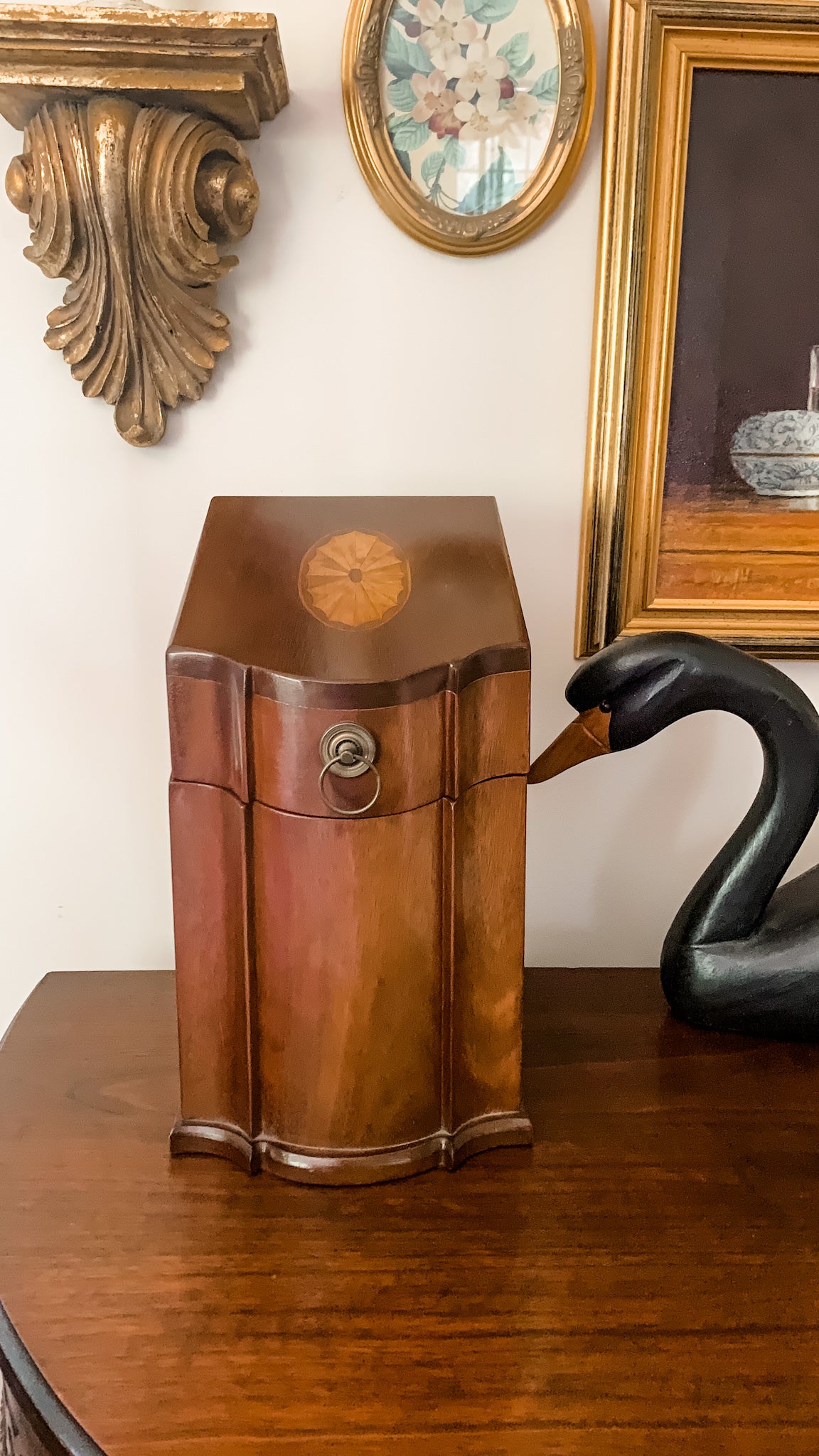 Gorgeous vintage Inlaid Mahogany Knife Box