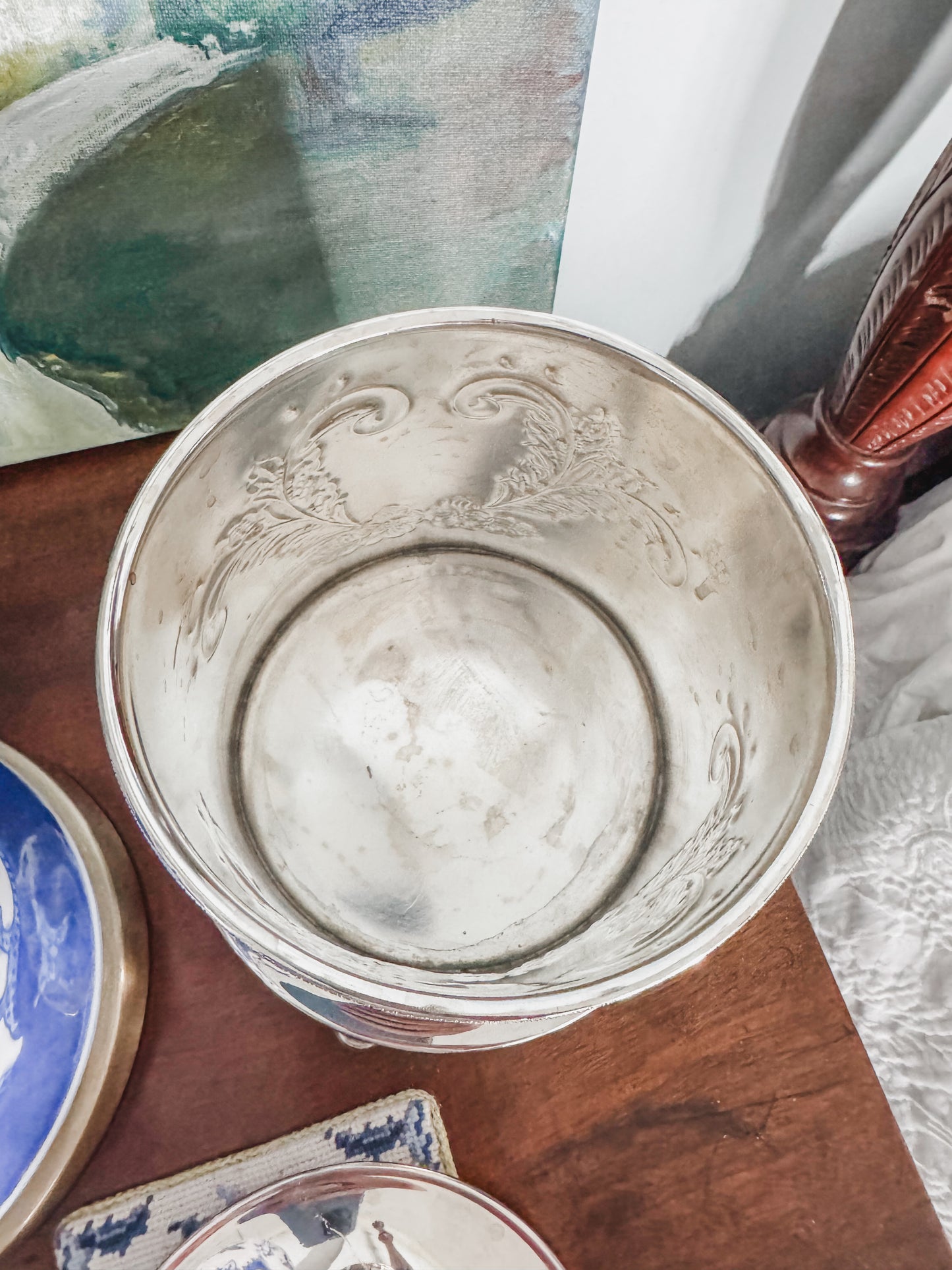 English Hand Chased Biscuit Barrel
