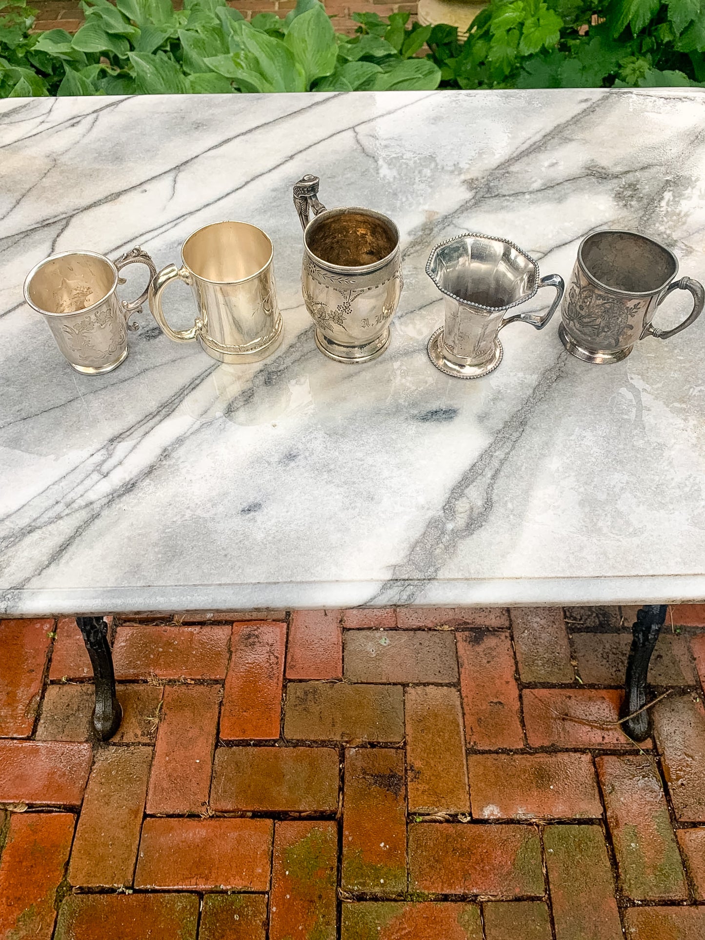 5 Antique Victorian Quadruple Plated Cups