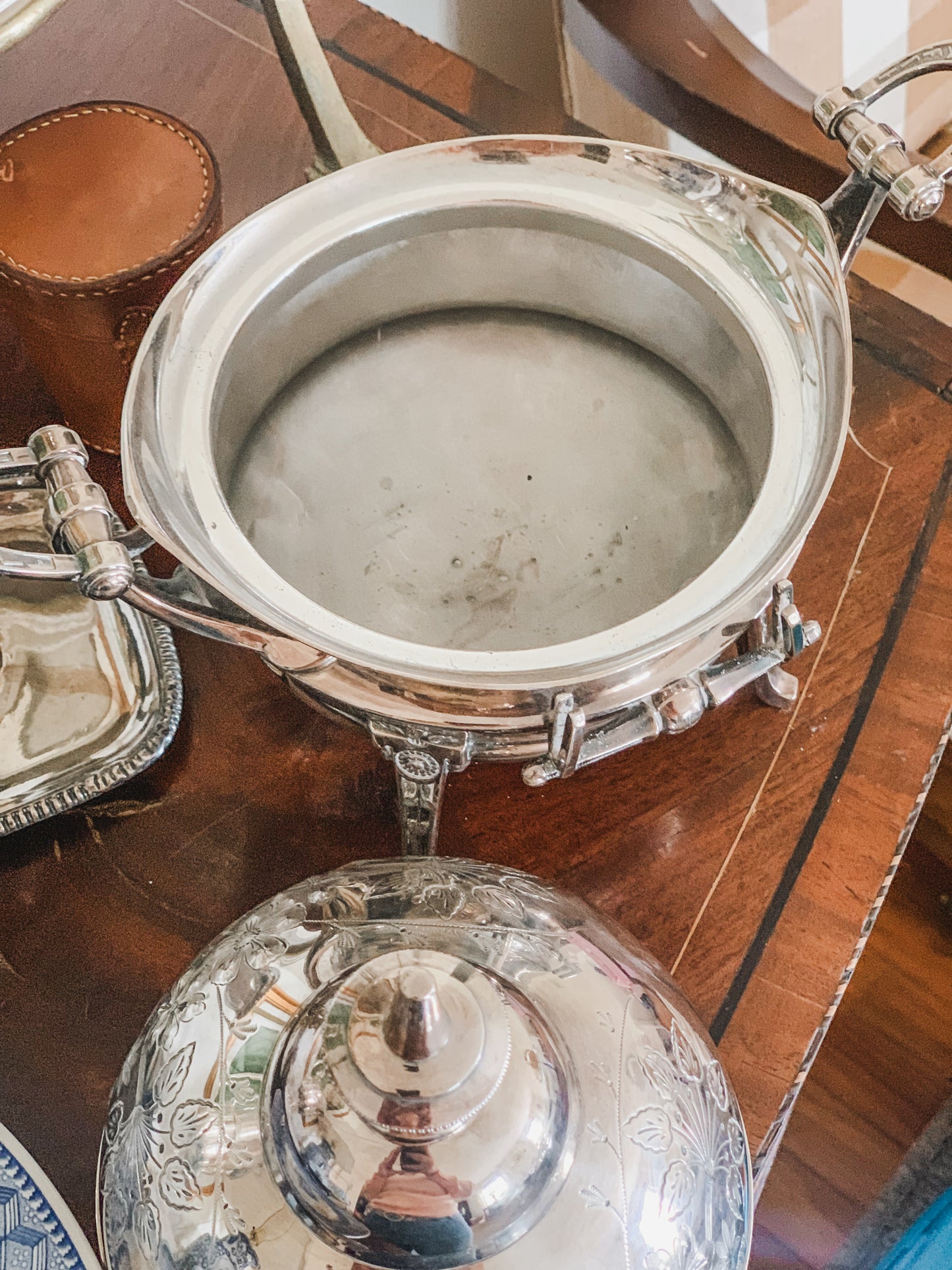 Antique Meriden Britannia Silverplate Butter Dome Centerpiece