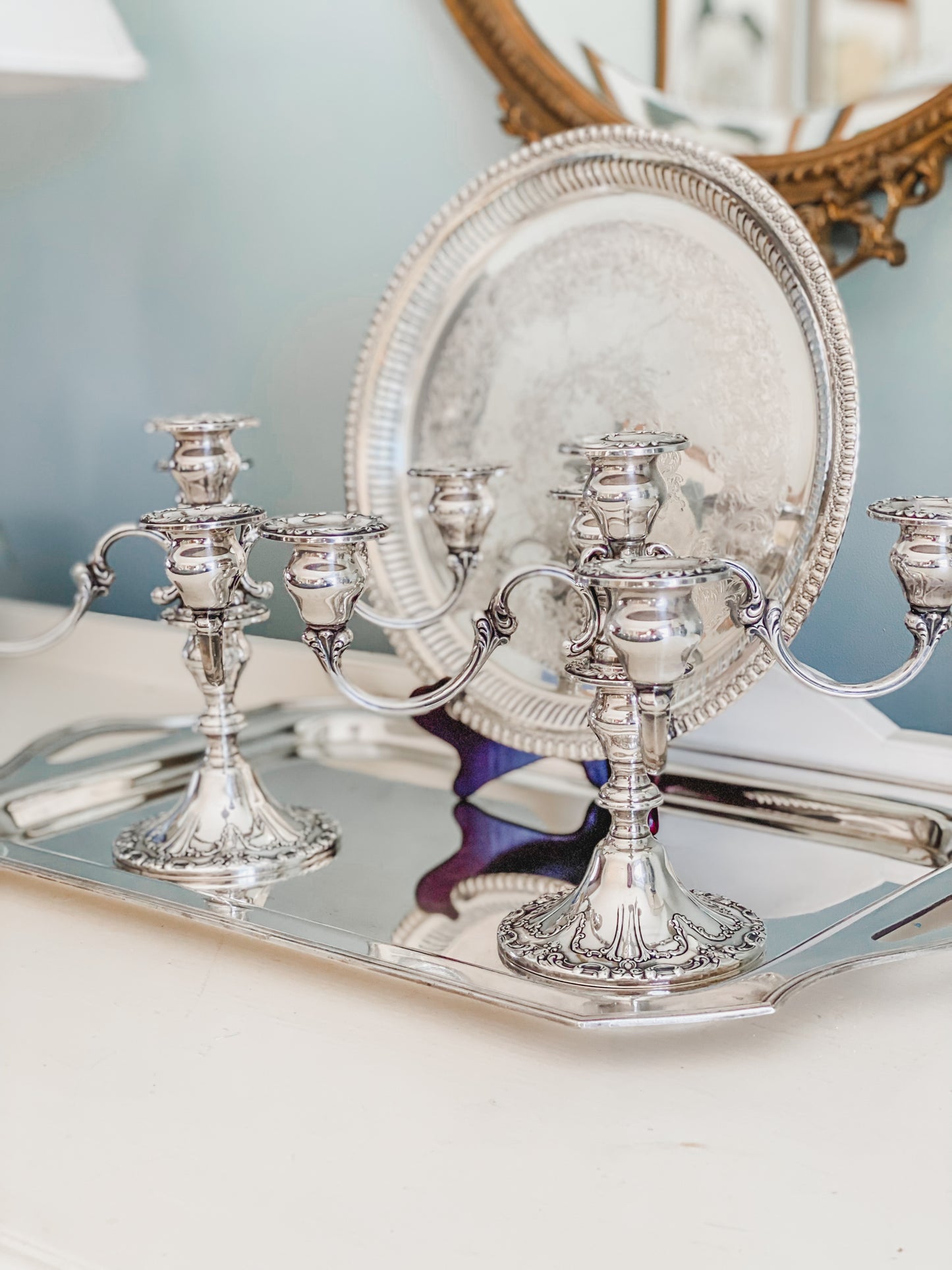 Pair of STERLING Chantilly Candelabras