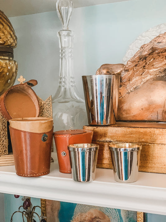 Travel Cup & Shot Glass Set in Leather Cases