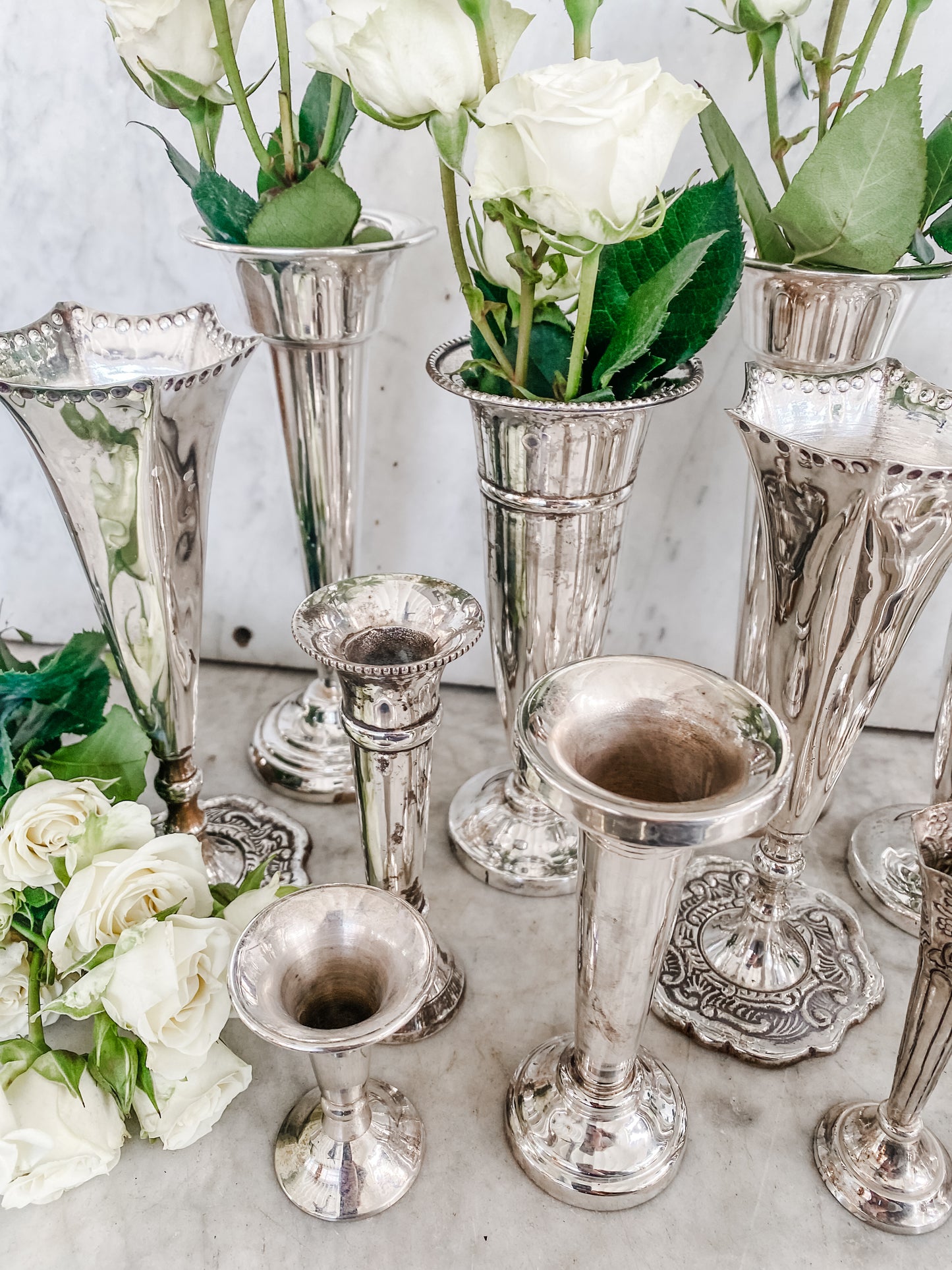 Fabulous Collection of 15 Trumpet Vases