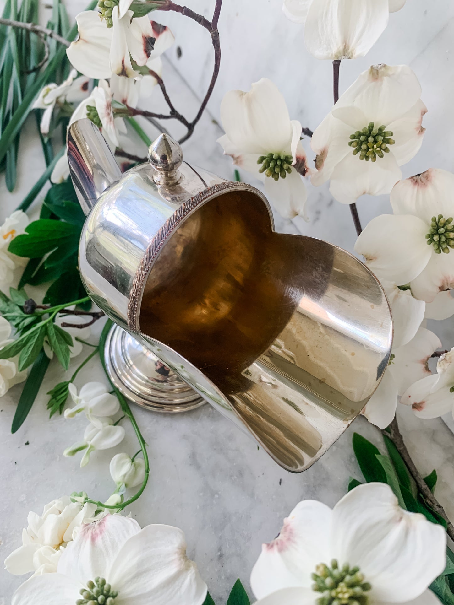 Antique Silver on Copper Sugar Scuttle with Scoop
