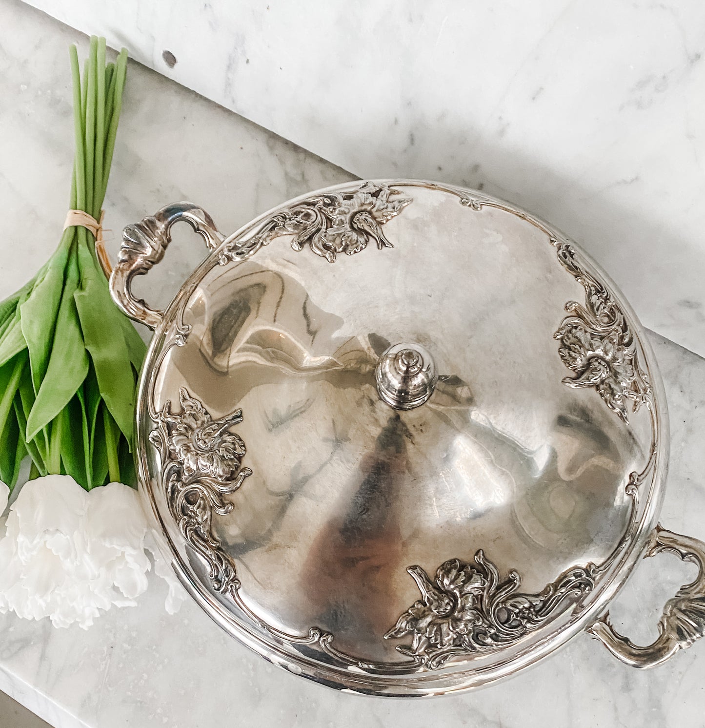 Antique Silver City Silverplate Co. Quadruple Plate Covered Dish with Liner (Meriden, CT)