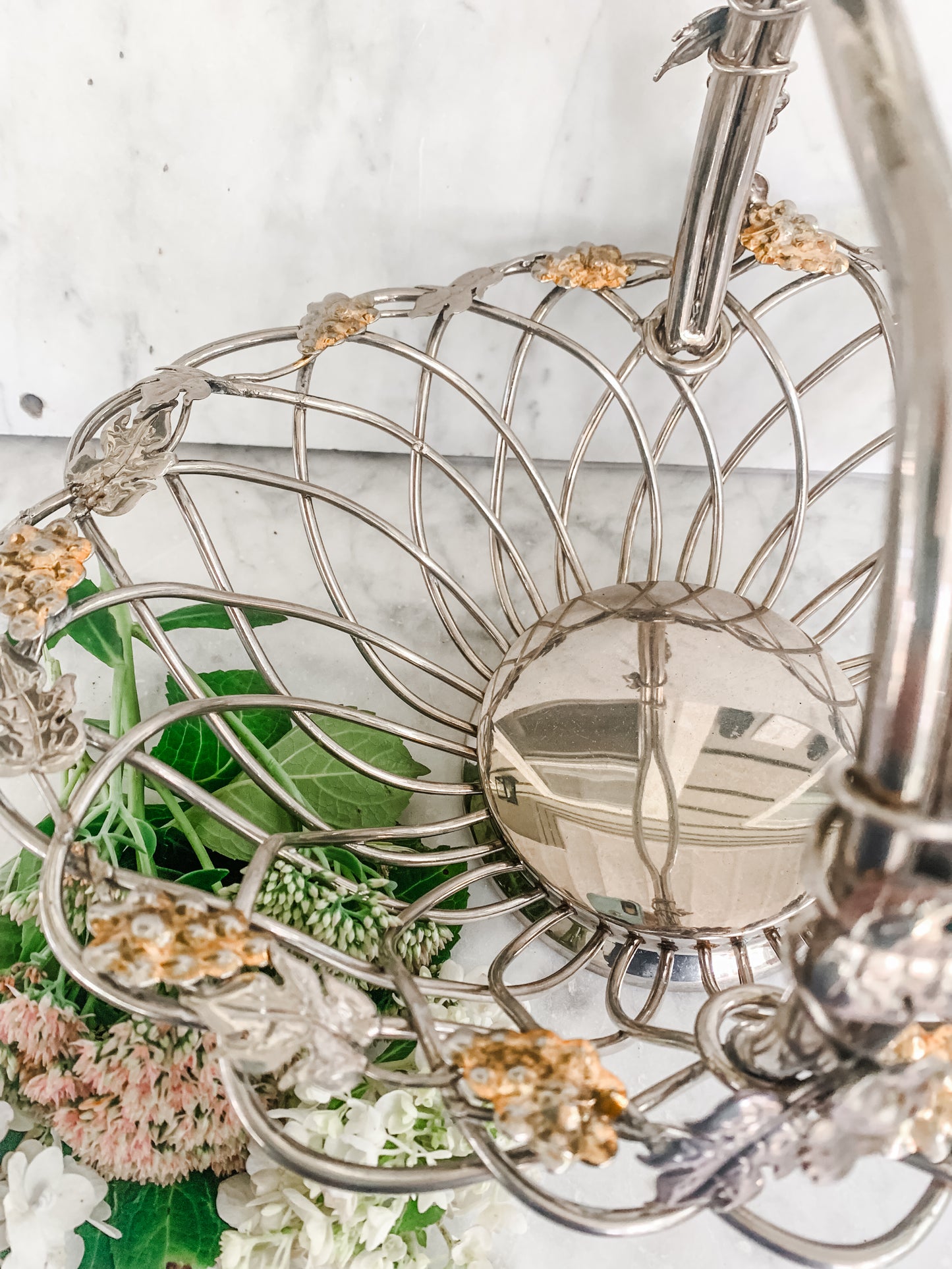 Vintage Basket with Grape Motif