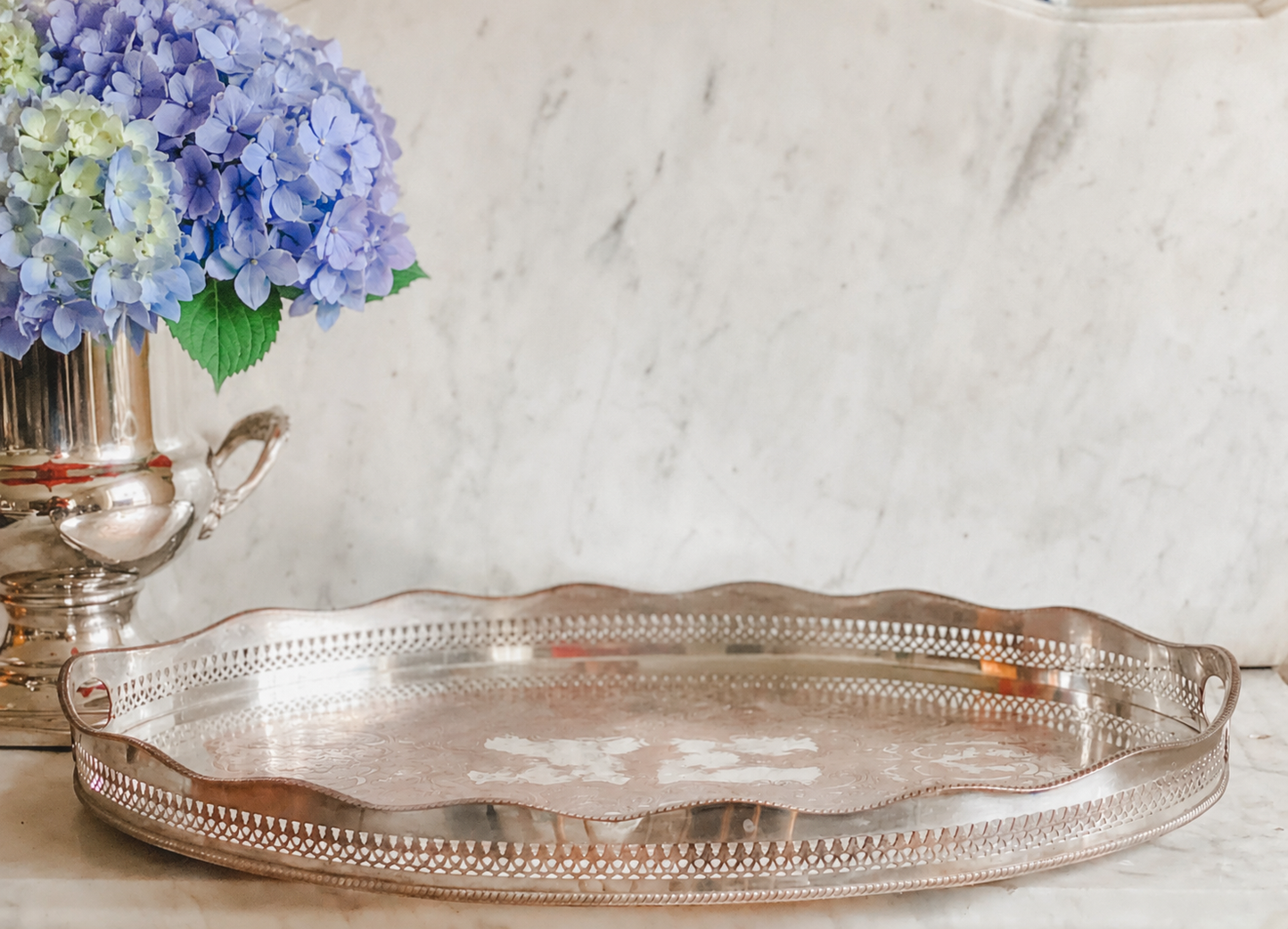 Huge Antique English Gallery Tray