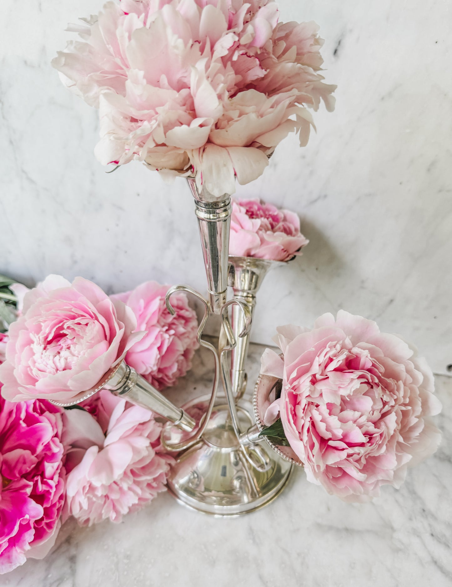 Antique Silverplate Epergne with Trumpet Vases