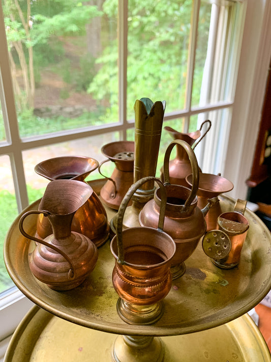 Charming group of 8 Miniature Copper Vessels
