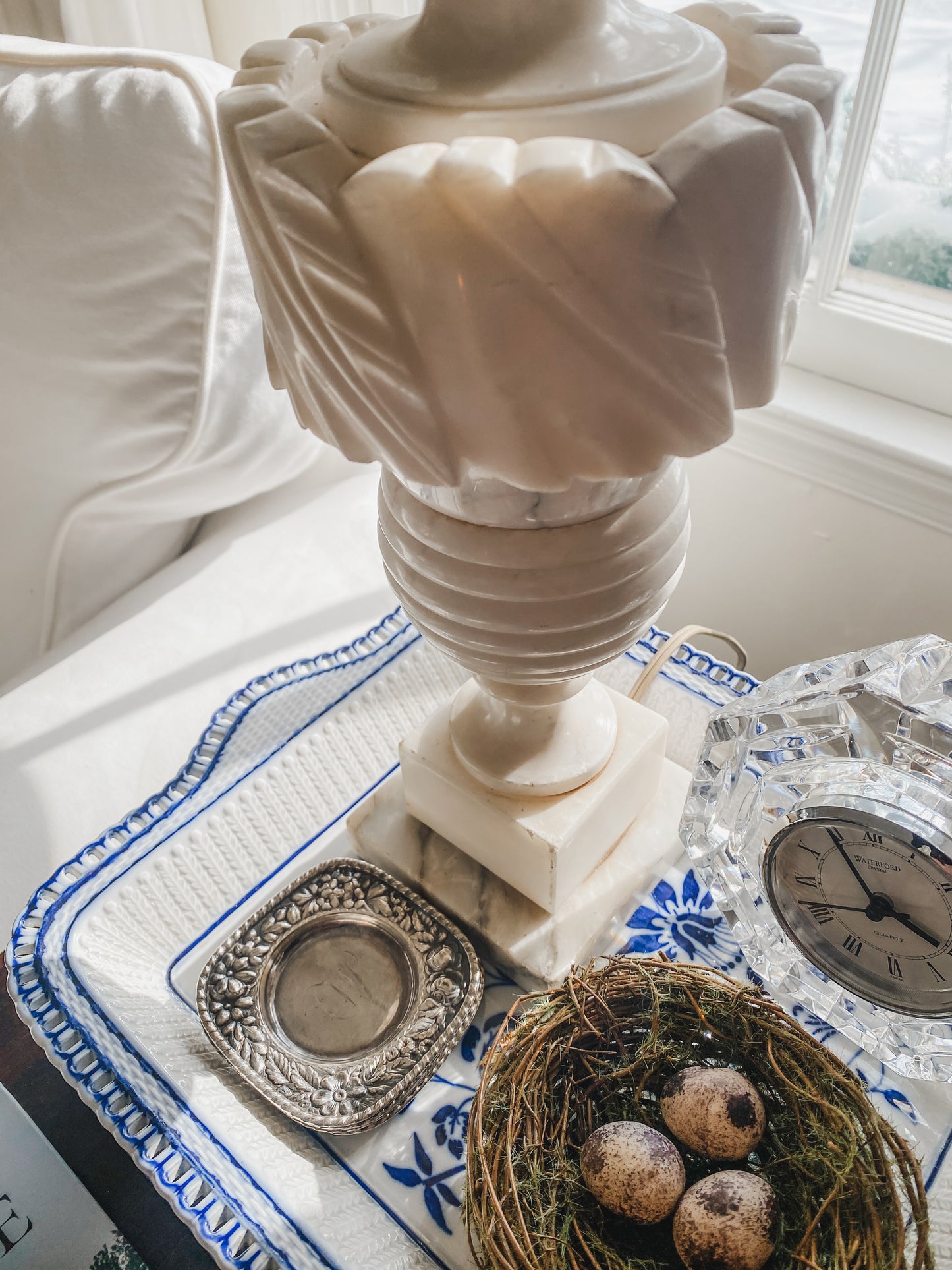 Vintage Carved Marble Lamp (A.)