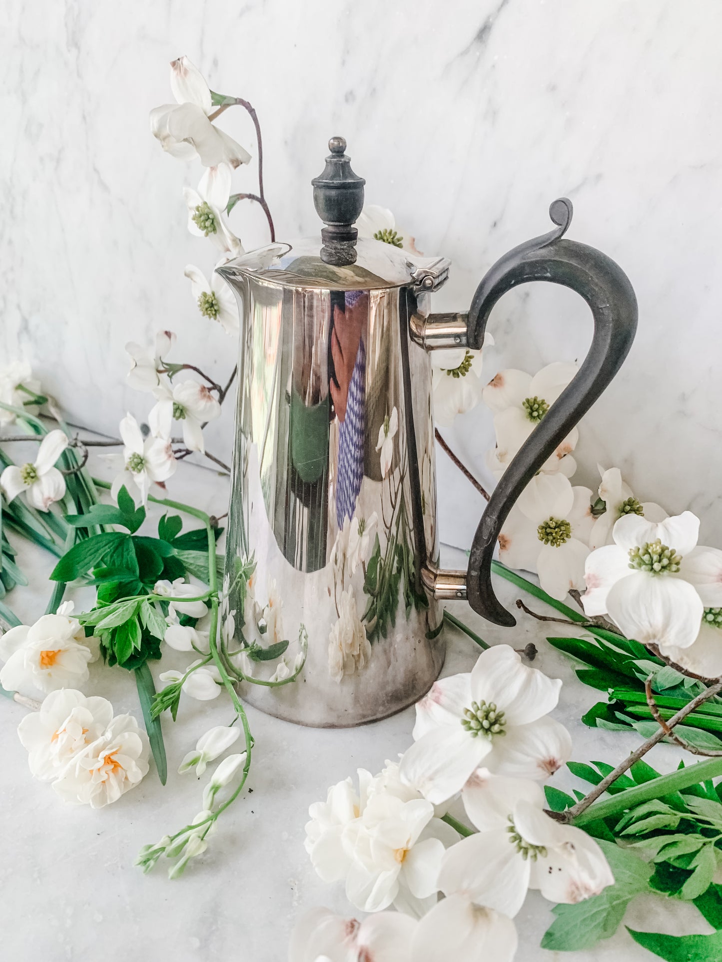 Antique English Coffee Pot with Wood Handle and Finial - Ready to be used again!