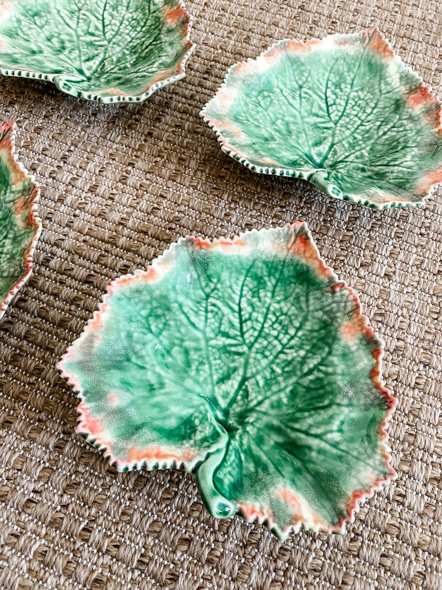Set of 4 Bordallo Pinheiro Leaf Plates